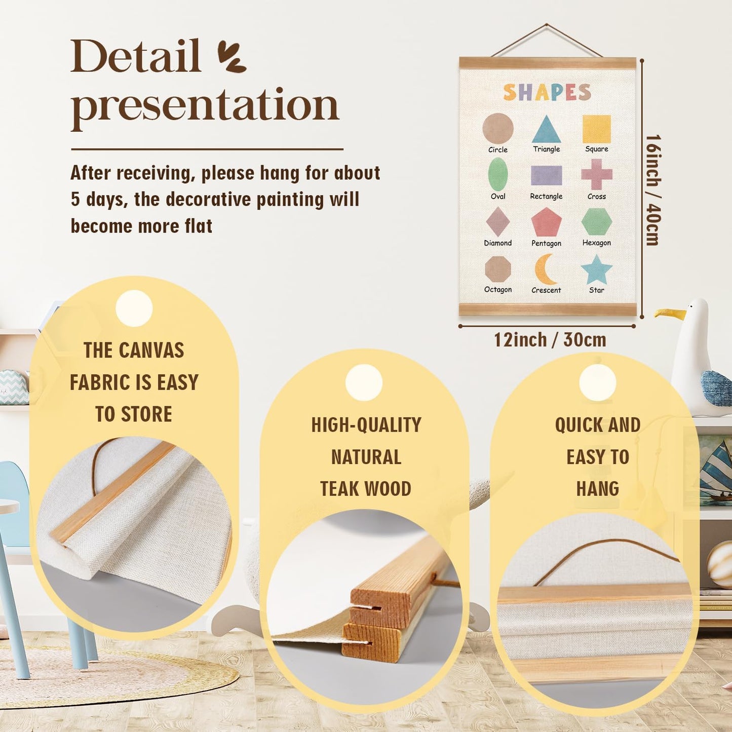 ZTGDA Numbers Shapes Poster Set of 2, Numbers Posters for Toddlers Decor, Shapes Numbers Learning Poster Wall Decor for Classroom Nursery Kids Room Playroom Preschool (12x16inch Numbers Shapes)