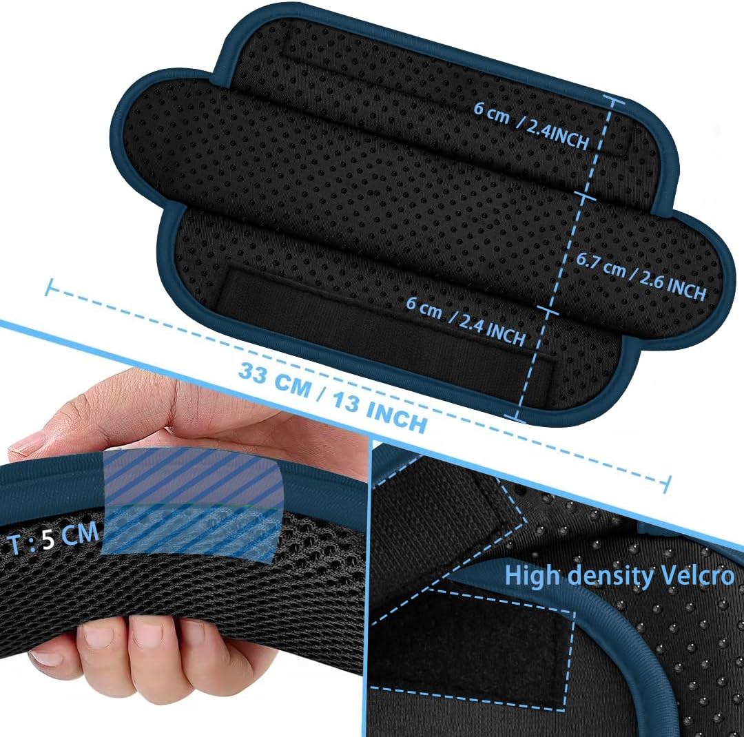 ZINZ 2-Pack Universal Shoulder Pad with Ultra Thick Cushion for Bag Luggage Bag Crossbody, Plus Long & Anti-Slip & Breathable,Black-Blue Edge