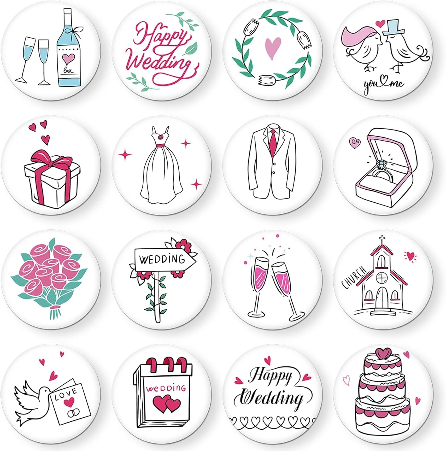 MORCART 30PCS Wedding Magnets, Cute Fridge Decoration Magnets Gift for Refrigerator Locker Whiteboard Decorative Magnetic Board Cabinets Classroom Office Cubicle