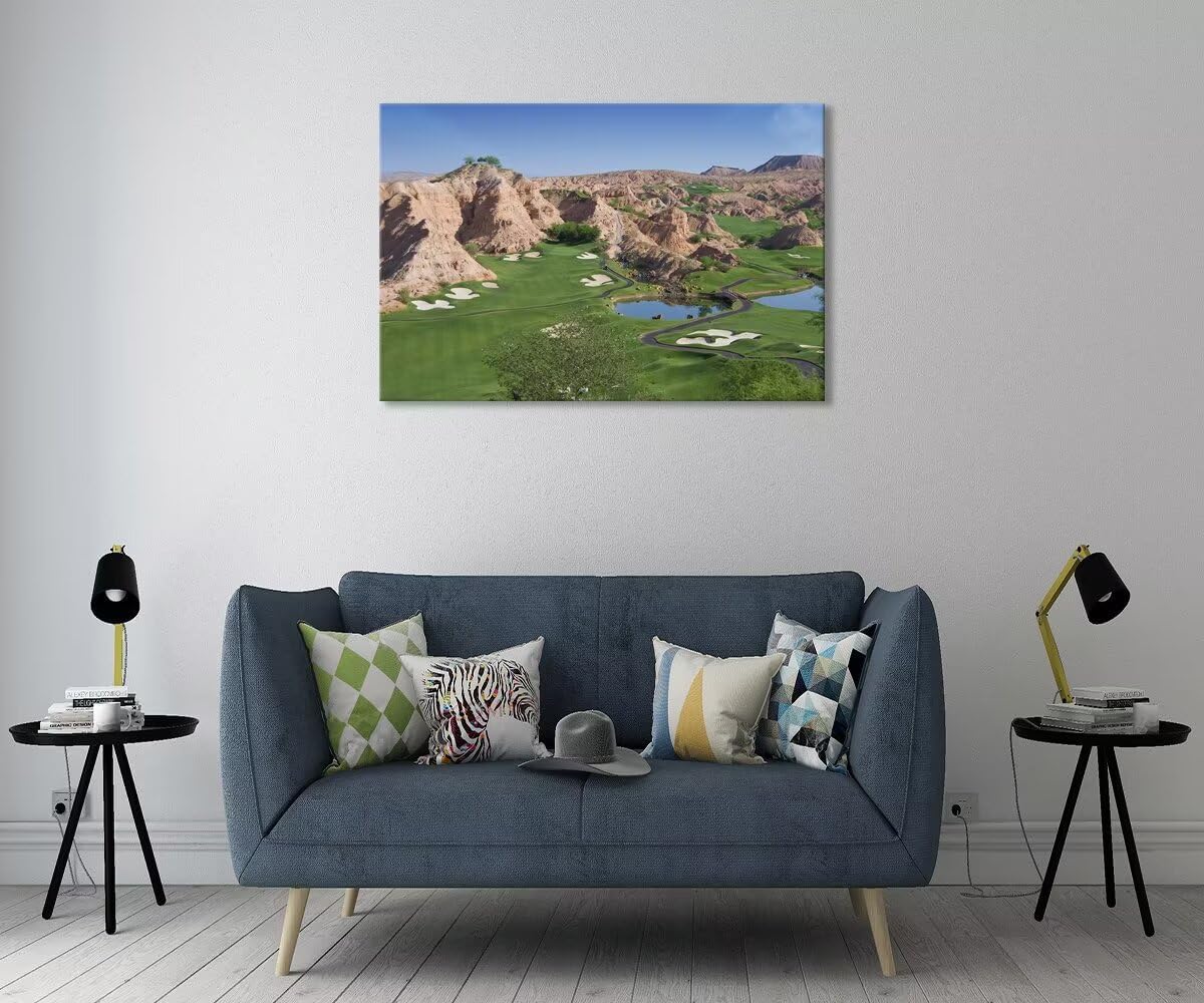 Wolf Creek Golf Course Canvas Wall Art for Living Room Bedroom Bathroom Home Decorations Golf Course Picture Poster Framed Artwork Ready to Hang(18''H x 24''W)