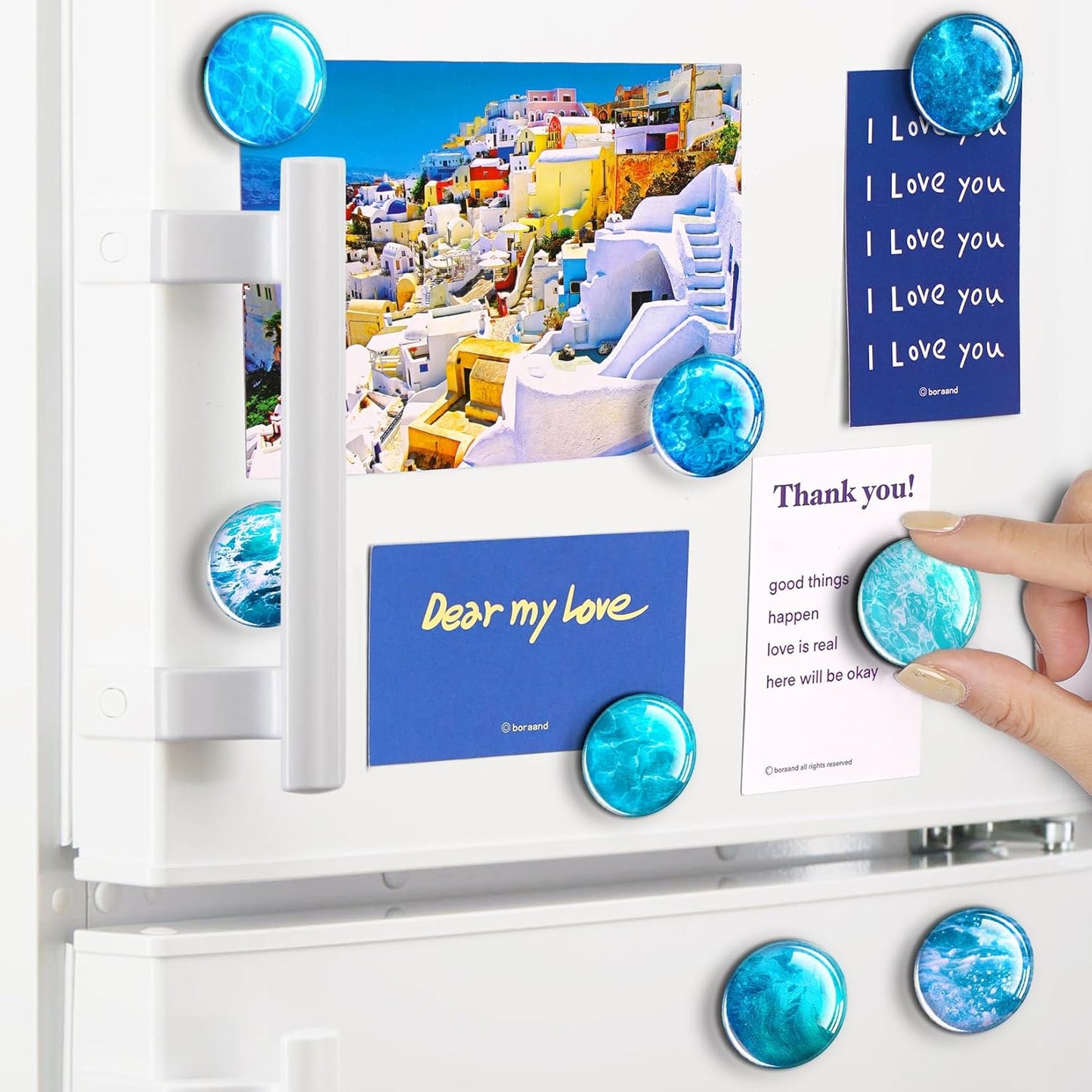 12 Pcs Glass Fridge Magnets Sticker, Cute Refrigerator Magnet, Small Whiteboard Magnets, Strong Fridge Magnets for Classroom, Kitchen, Office, Home and Cabinet (Ocean)