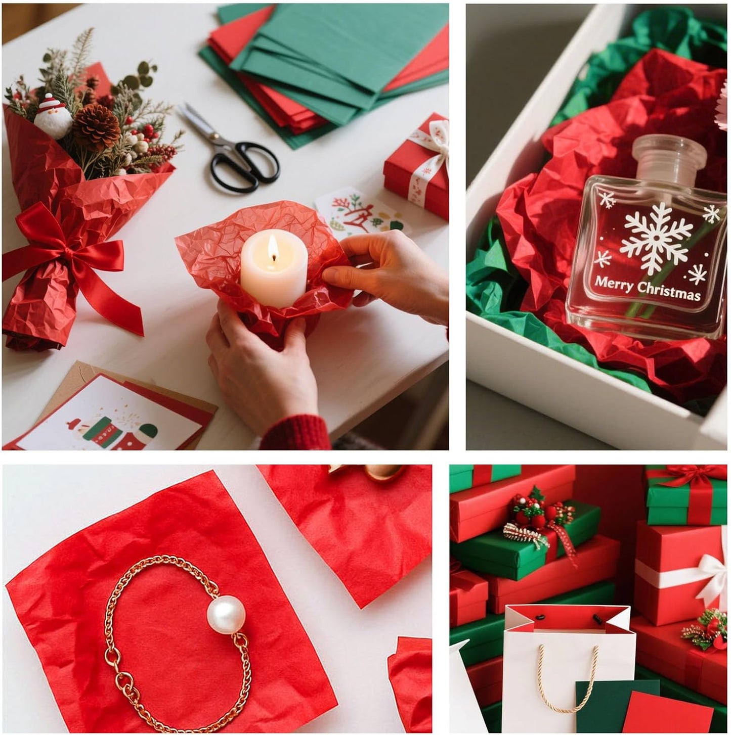 VGOODALL 450 Sheets Christmas Tissue Paper for Gift Bags, 11.5×8 Inch Art Tissue Paper Bulk for Crafts DIY Home Decoration