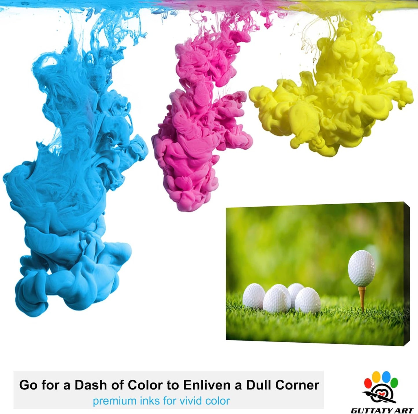 GUTTATY Golf Wall Art, Golf Pictures Posters Canvas Print Wall Decor for Golfer's Man Cave Home Ofice Ready to Hang (24x36 Inches)