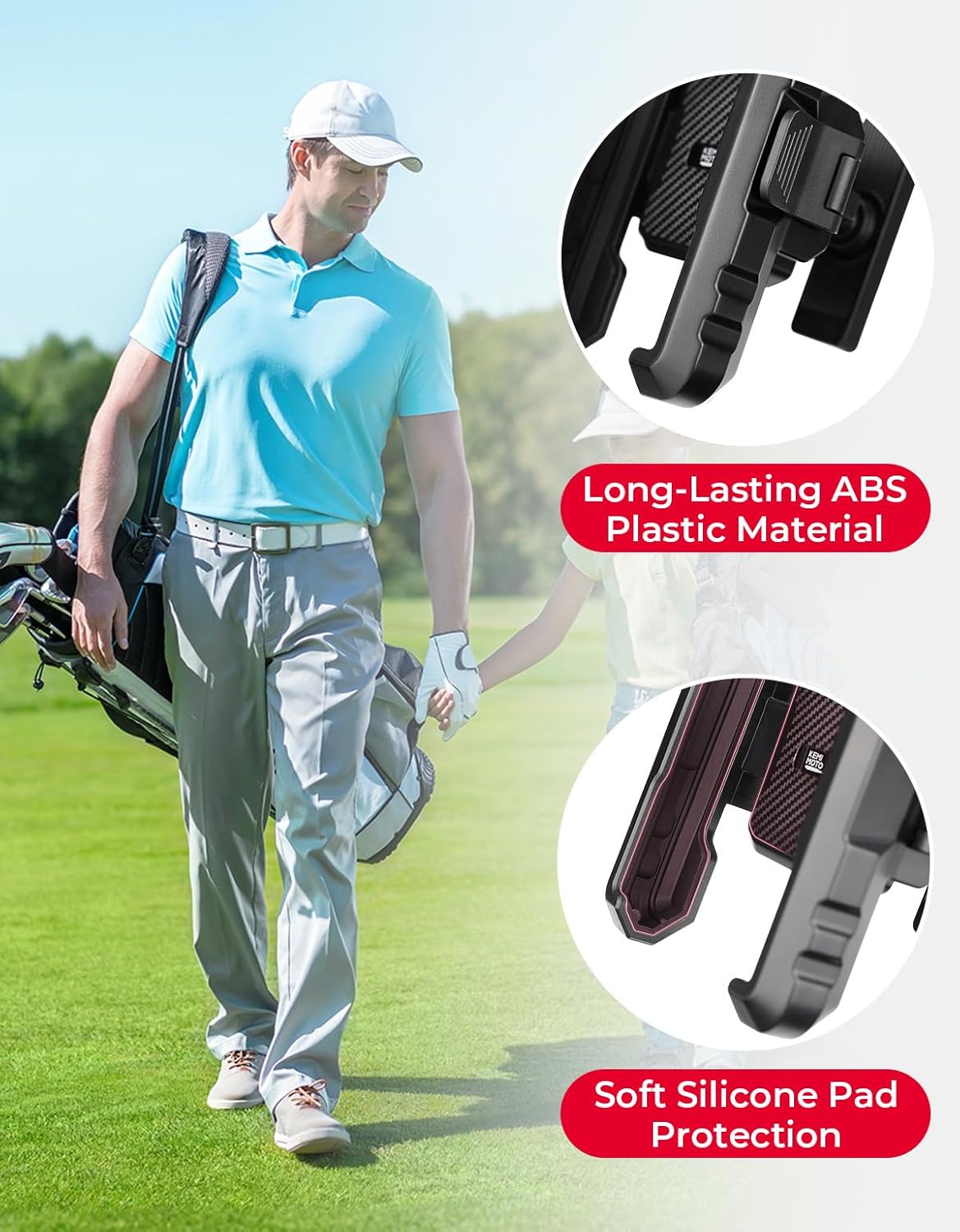 KEMIMOTO Magnetic Golf Cart Phone Holder, Tractor Phone Mount Compatible with Kubota Tractor, EZGO, Club Car, 360° Rotatable Golf Phone Caddy for iPhone/Galaxy/Google Pixel & More Cellphone