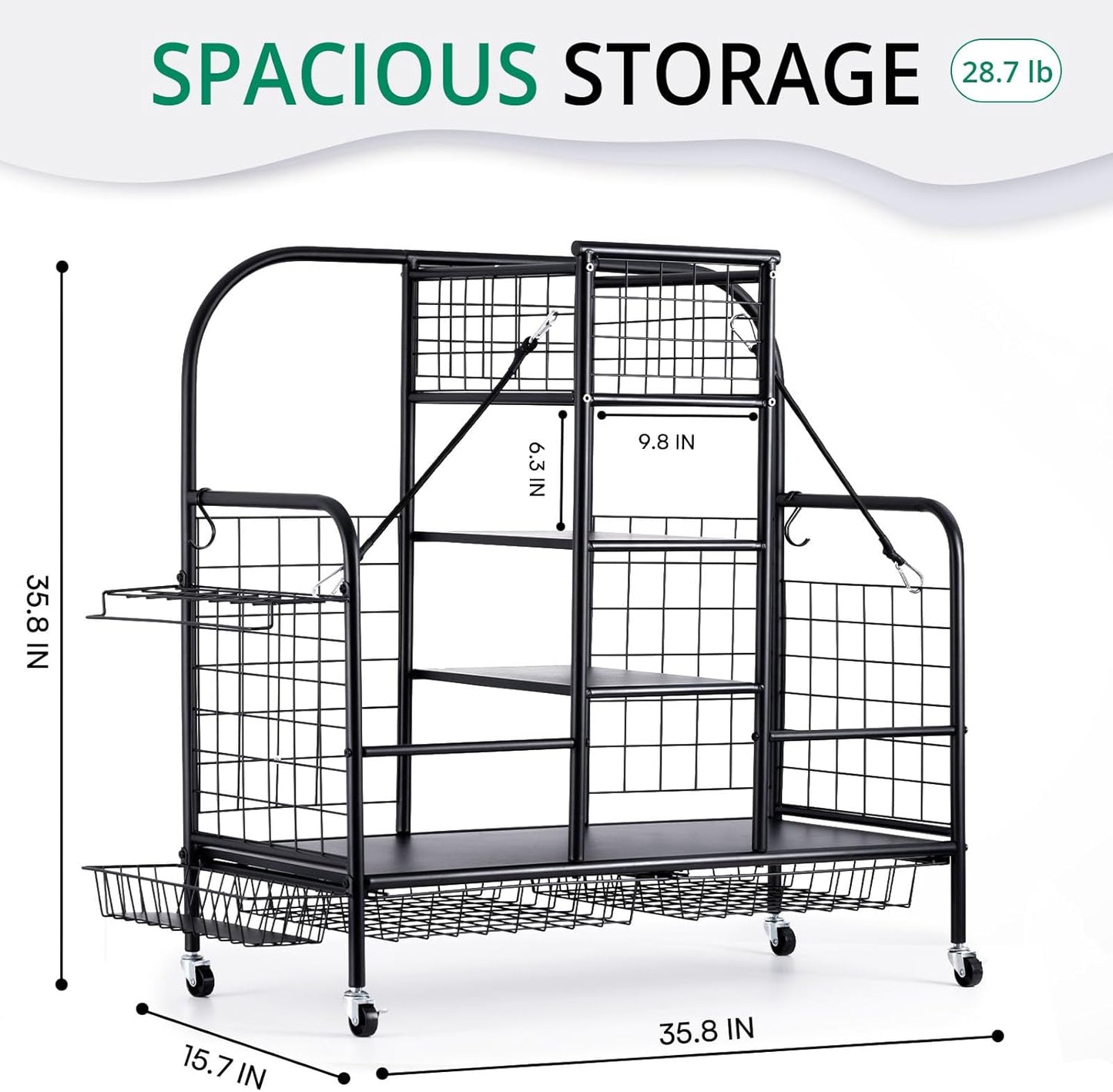 Golf Bag Organizer for Garage, Golf Storage Bag Stand, Golf Push Cart for Men and Women, Golf Club and Other Golfing Equipment Accessories Rack, Golf Bag Holder for Garage, Club, Shed, Basement