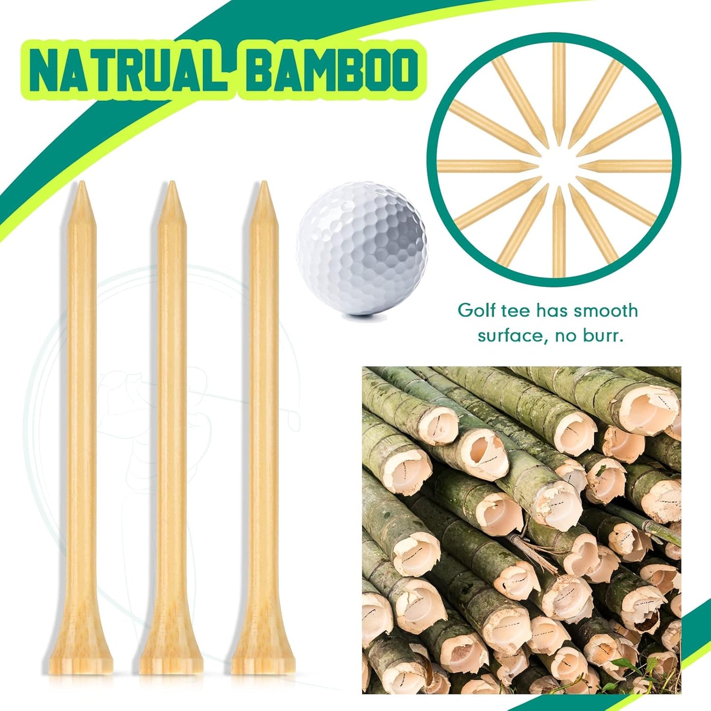 Mudder 600 Pack Golf Tees Bulk Wooden Golf Tees Wood for Men Balls Accessories