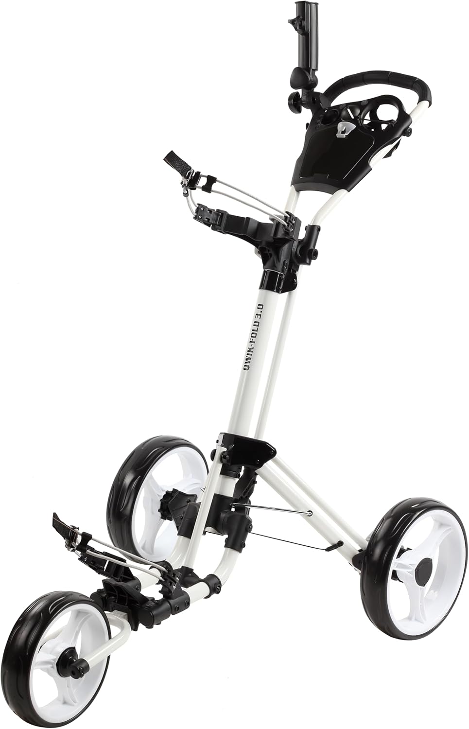 Golf Push Cart 3 Wheel with Foot Brake – 1-Second Fold/Unfold, Adjustable Handle, Umbrella Holder, Beverage Compartment & Storage | Lightweight Aircraft-Grade Aluminum Frame