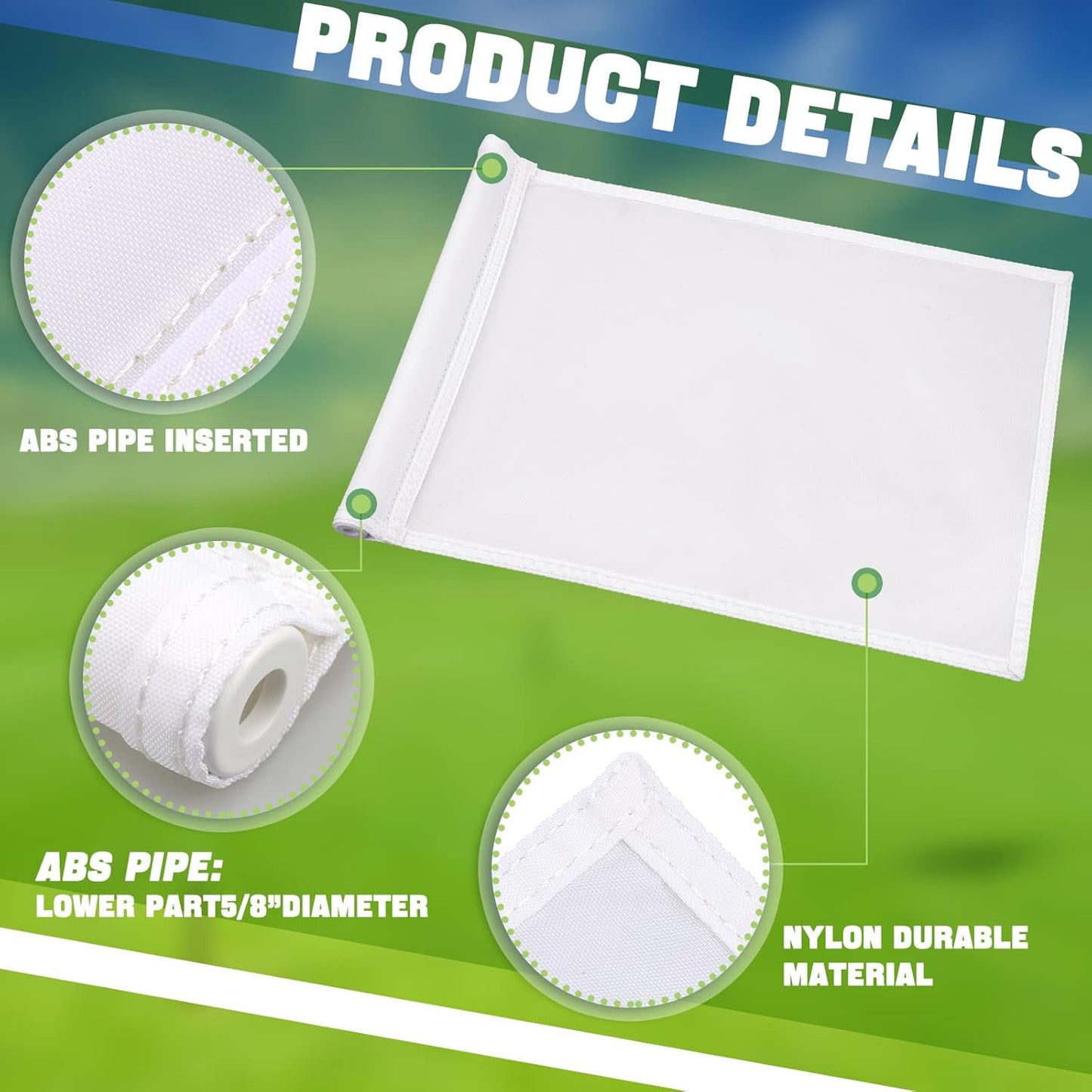 Nuenen 6 Pieces Large Golf Flags with Tube Inserted 20 x 13 Inch 420D Nylon Golf Pin Flags Waterproof Putting Green Pin for Backyard Practice Courses Country Club Garden