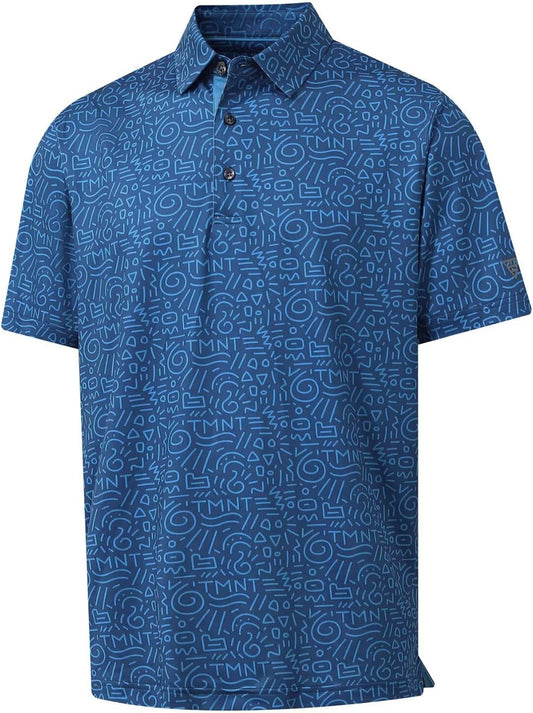 M MAELREG Mens Golf Shirt Short Sleeve Dry Fit Print Moisture Wicking Performance Patterns Collared Polo Shirt