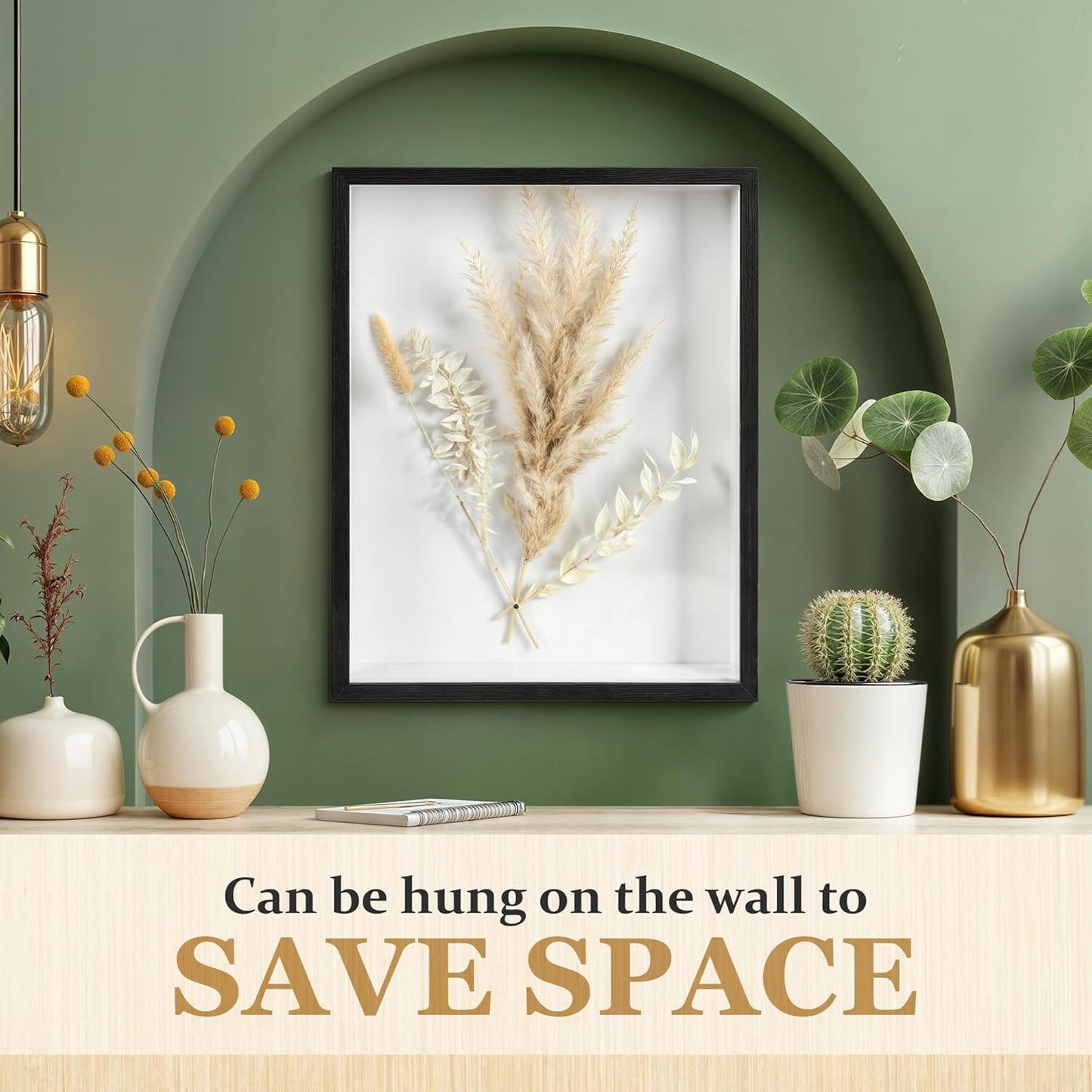 Display Frame Shadow Box - 11” x 14” - Shadow Box Frame – Display Case with Soft Felt Back - Memory Box with Shatter-Proof Acrylic - Display Shadowbox - Black (Black, 14x11- Double)