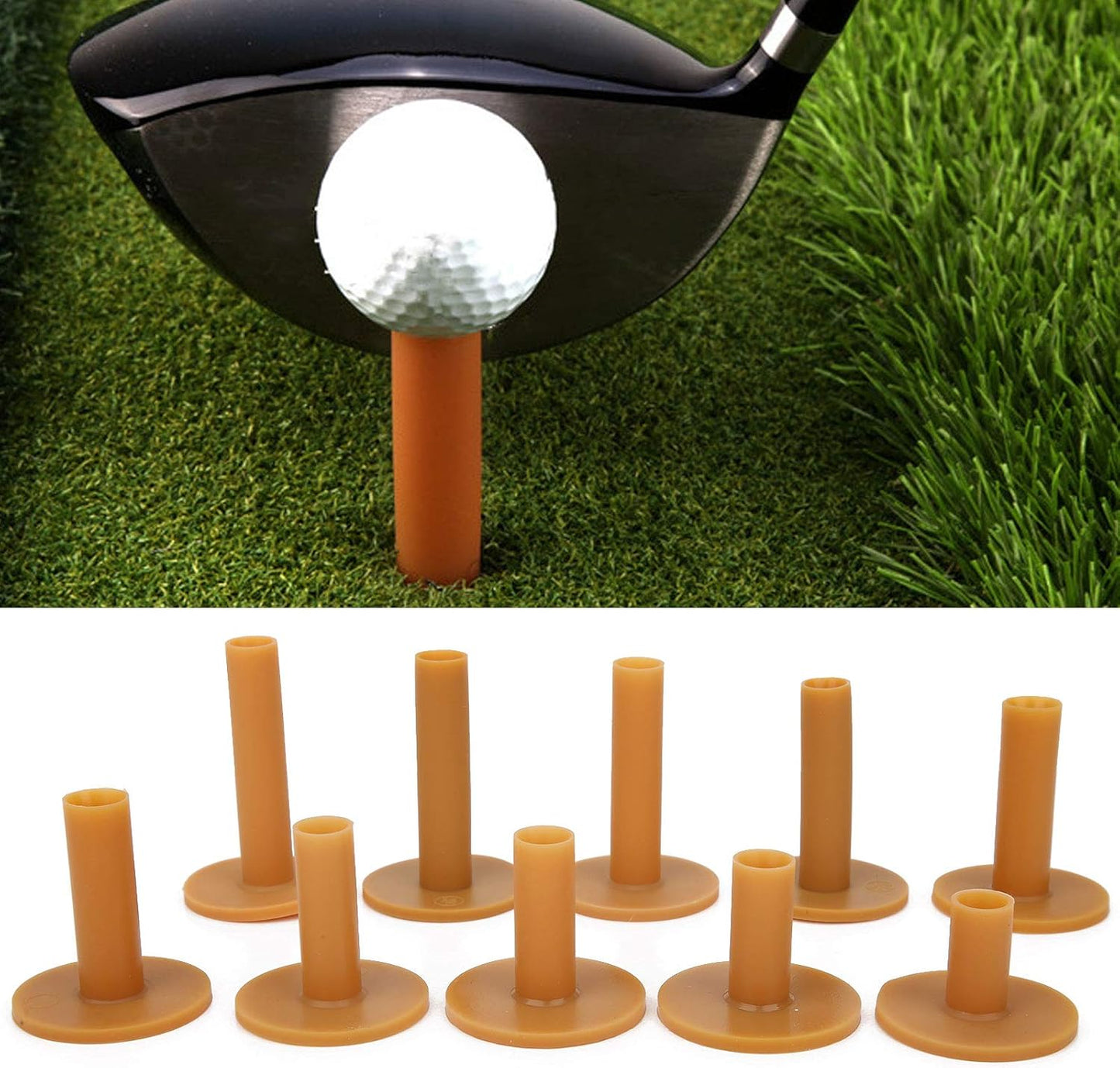 Agatige 10pcs Rubber Golf Tees Set, Golf Trainer Aid Tee Holder Driving Range Golf Accessory Ball Seat for Golf Hitting Mats and Indoor Outdoor Training