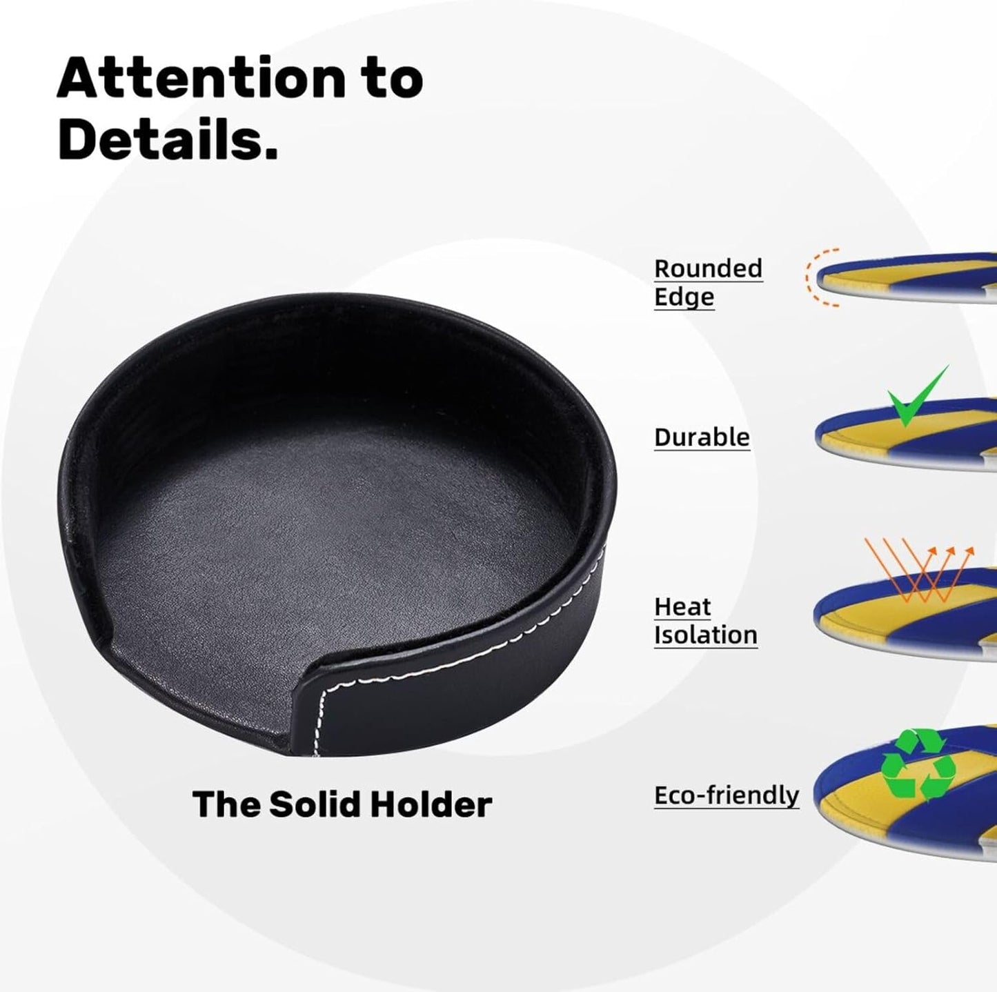 6 Pcs Volleyball Drink Coasters with Holder Coasters for Drinks Coffee Table Home Decor Housewarming Gift