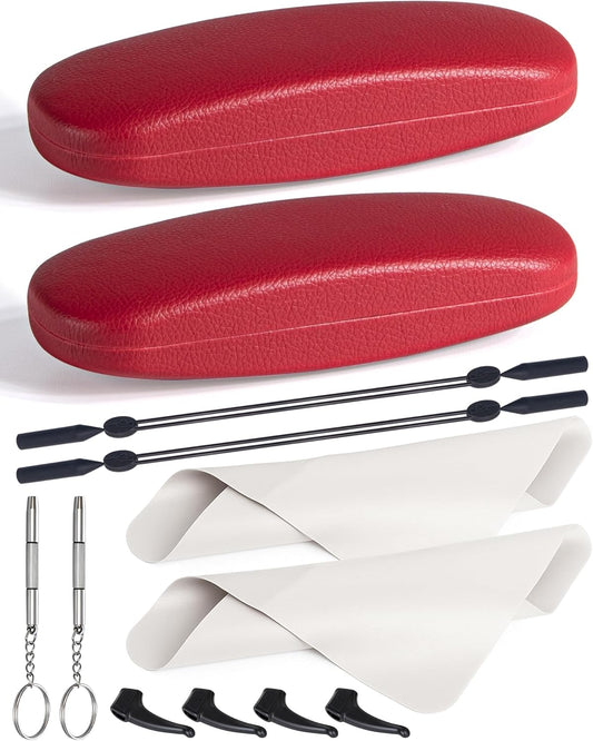 RayLove Glasses Case, Unisex Hard Shell Eyeglass Case, PU Leather Protective Hard Eye Glasses Cases with Eyewear Accessories