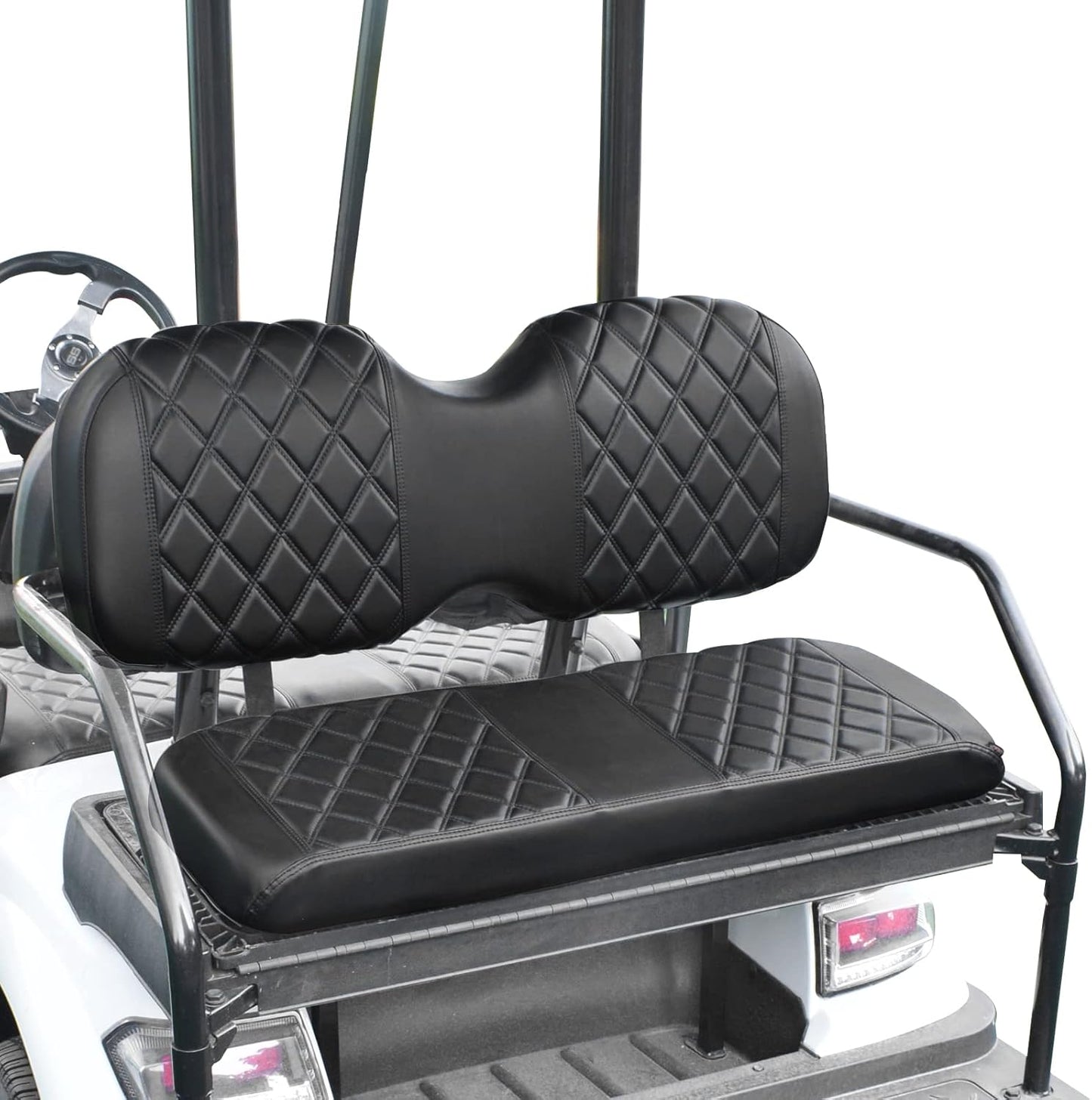 NOKINS Golf Cart Seat Cover Compatible With i40 i40L and Advanced EV, EV1 4, EV1 4L Model Aftermarket Rear Seat Kit, Vinyl Replace Rear Seat Cover Black Stitching