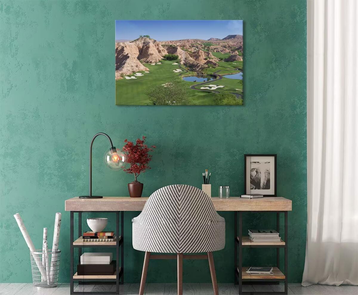 Wolf Creek Golf Course Canvas Wall Art for Living Room Bedroom Bathroom Home Decorations Golf Course Picture Poster Framed Artwork Ready to Hang(18''H x 24''W)