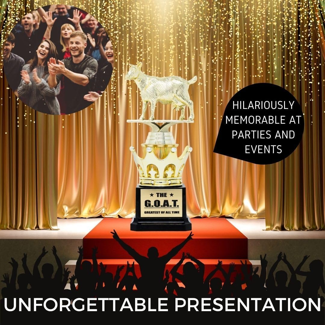Goat Trophy - G.O.A.T. - Greatest of All Time Funny Trophy Award with Option for Custom Plate - Appreciation Gift for Boss, Coworker, Friend - League Champion Award Winner