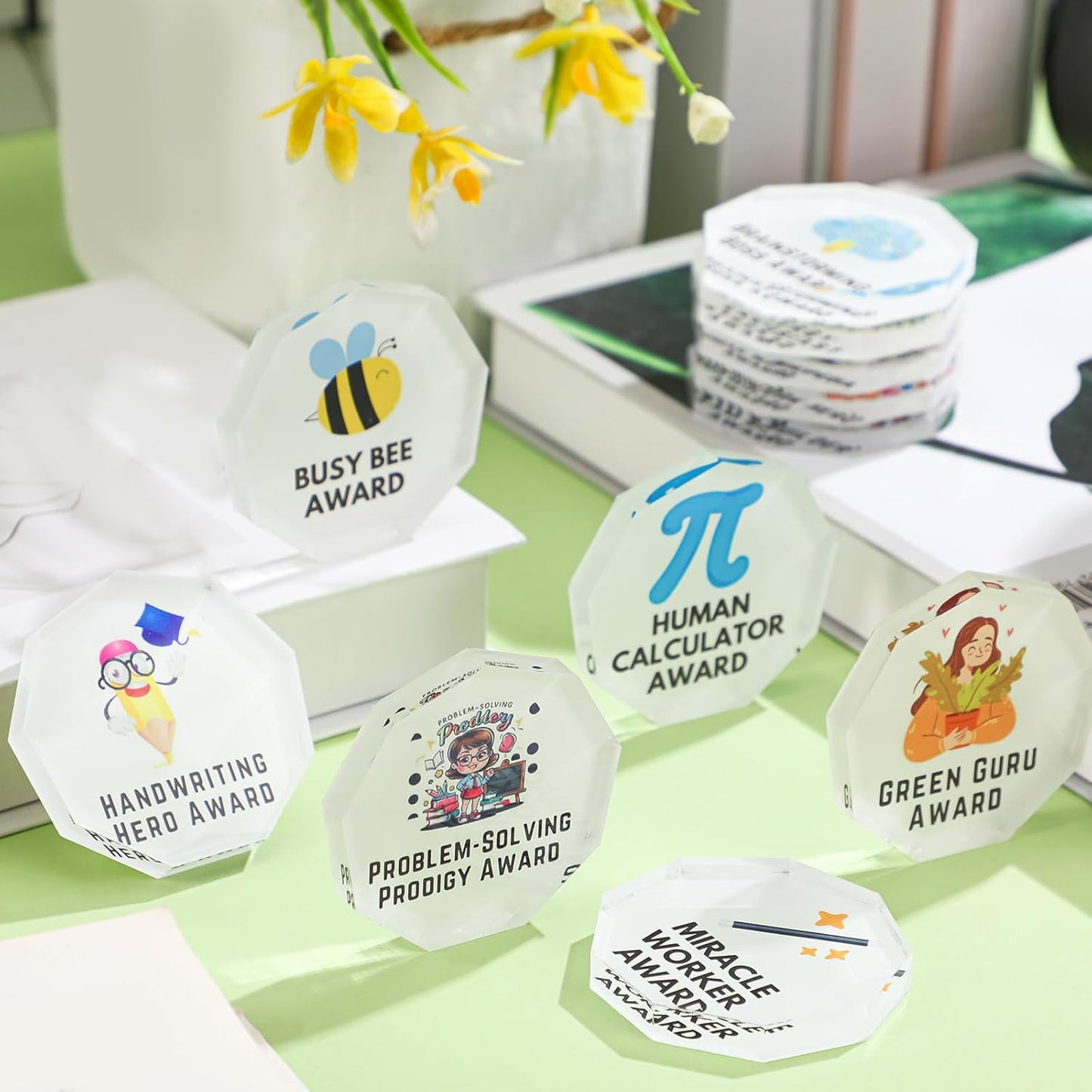 30 Pcs Funny Trophy Awards Gifts Bulk Christmas Small Clear Acrylic Team Reward Medallions for Employee Staff Appreciation Coworker Teacher Nurse Office