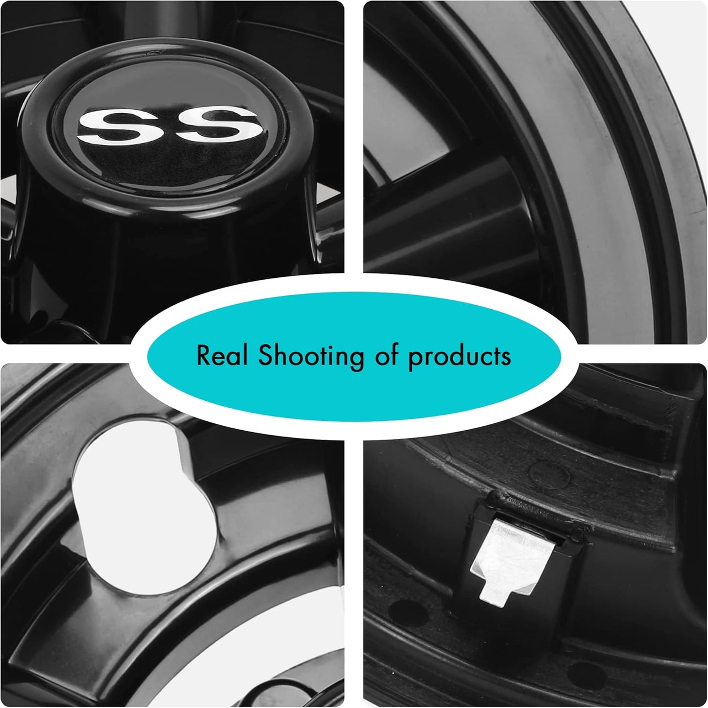 10L0L Golf Cart SS Wheel Covers Hub Caps for EZGO, Club Car, Yamaha - 8 Inch Snap-on Installation, Chrome, Set of 4