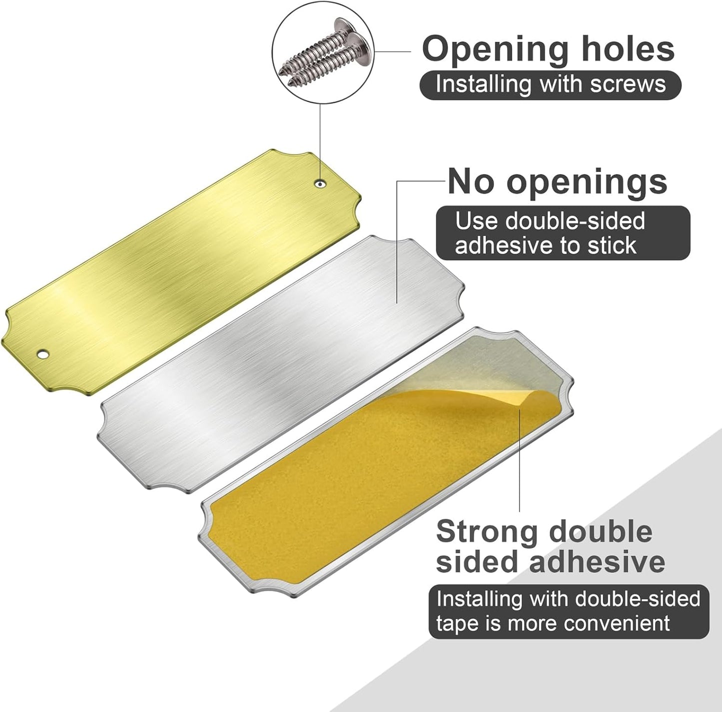 Stainless Steel Personalized Name Plate - Custom Plaque, Name Tag, Badge, Label, Sign - Metal Nameplates for Trophy, Award, Memorial, Graduation Plaque (Holed)