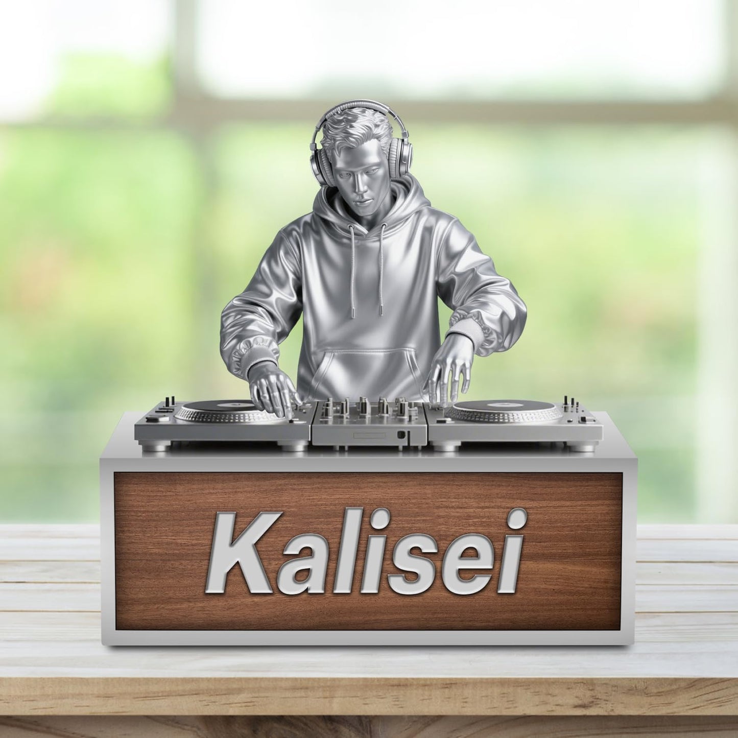 Personalized DJ Desk Ornament Music Studio Desk Name Plate Custom Name DJ Singer Figurine Trinket Musician Playing Discs Sign Music Lovers Acrylic Plaque Gift for Men Women