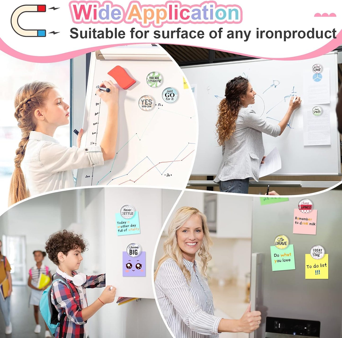 Weewooday 10 Pcs Inspirational Magnets for Refrigerator Fridge Decor Accessories Motivational Glass Quote Fun Magnet for Cabinet Kitchen Whiteboard Office (Encouragement Pattern)