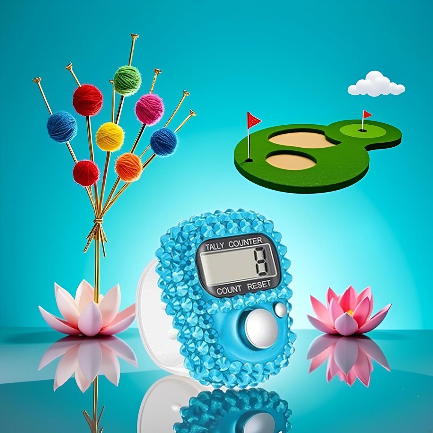 Jowxsx Blue Electronic Finger Tally Counter, Convenient Finger Clicker Counter, Portable Digital Display Tally Counter, Resettable Mini Lap Counter for Golf Goods Counting Lap Knitting Accessories