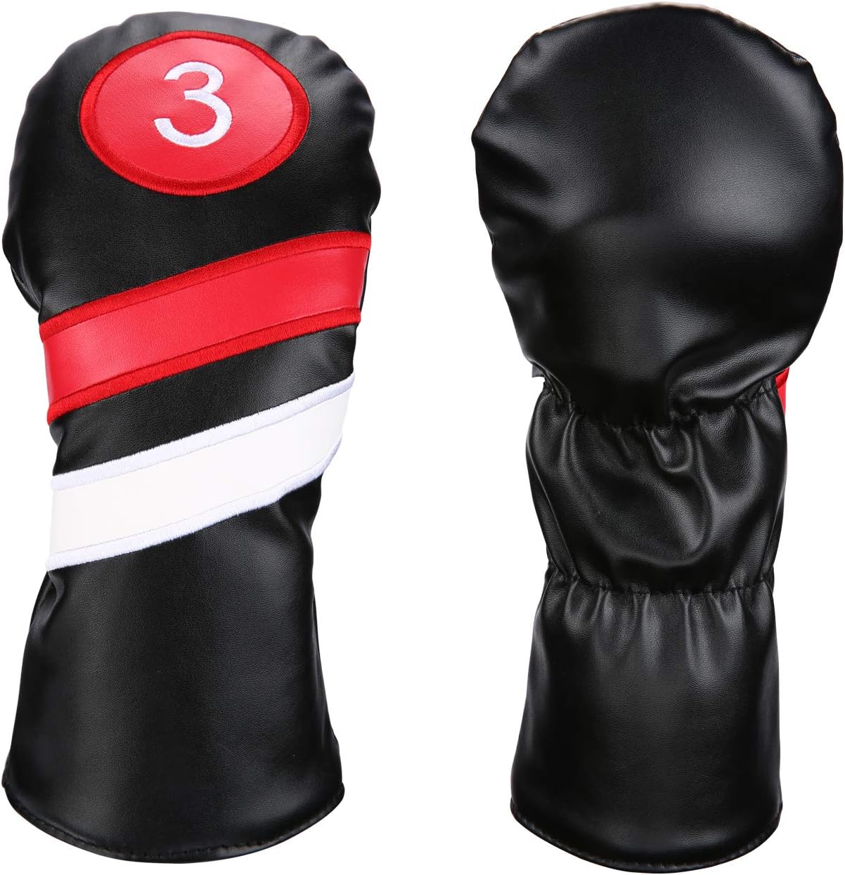 Golf Head Covers 3pcs Set, Driver Fairway Wood Headcovers, Vintage PU Headcovers for Golf Club