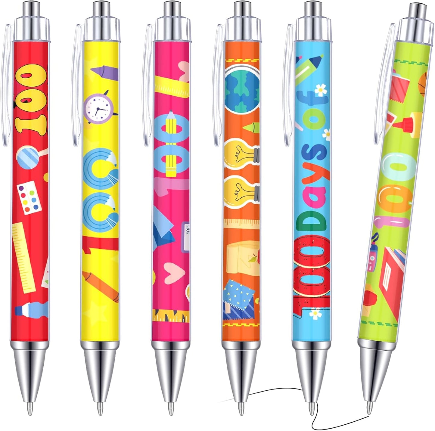 48 Pcs 100 Days Ballpoint Pen Party Favors Black Ink Retractable Baby Shower Ballpoint Pens for Gifts Supplies Accessories in Bulk