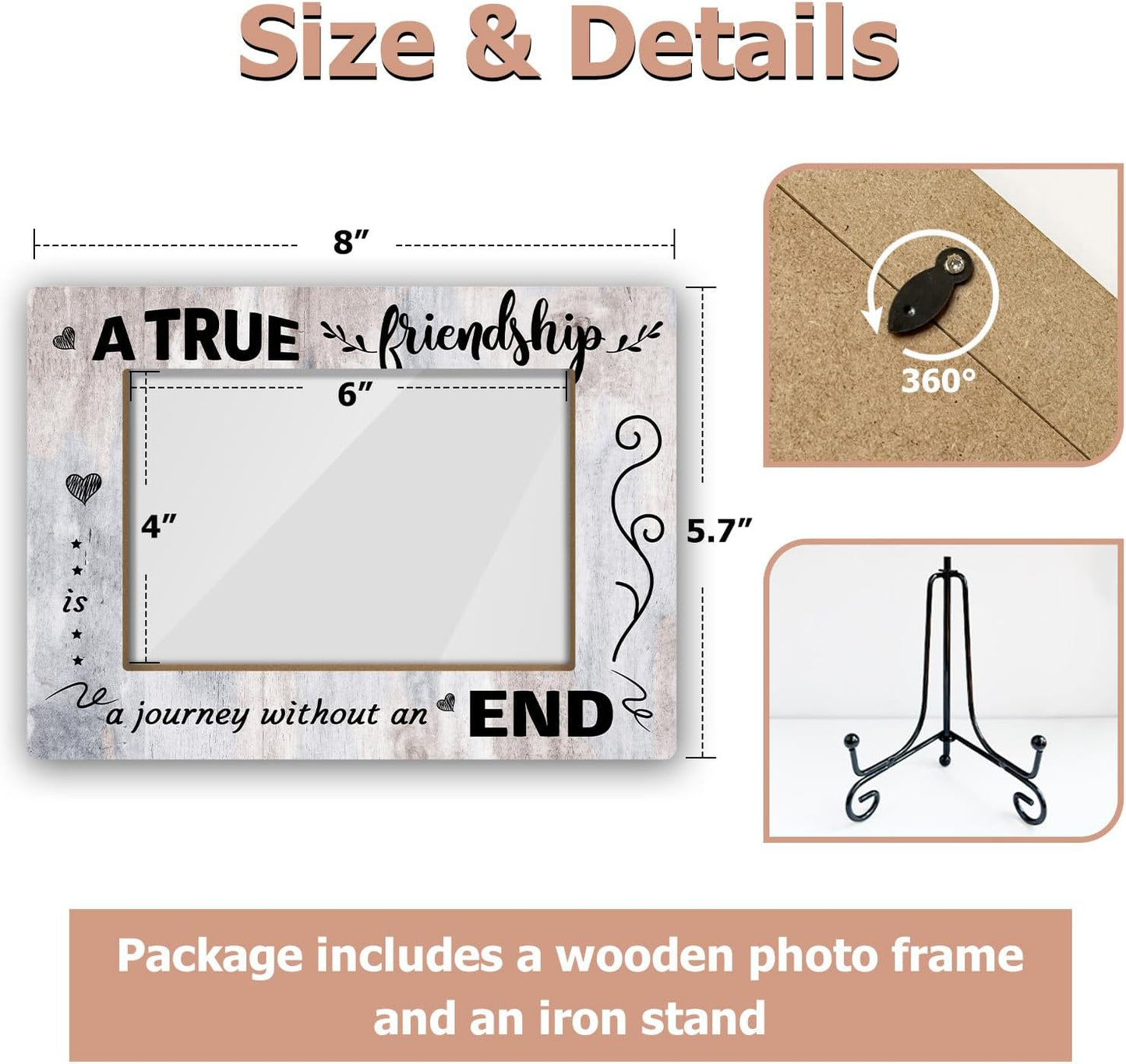 Frienship Picture Frame, Best Friends Picture Frame, Friendship Gifts for Friends Sister Bestie, Photo Frame 4 x 6 Photo/09