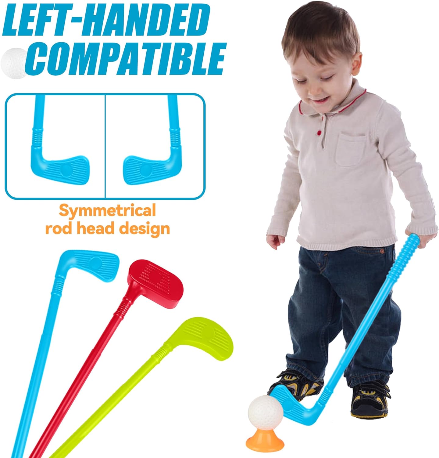 Liberry Kids Golf Clubs Set, Golf Toy with 1 Golf Cart, 3 Golf Clubs, 2 Practice Holes, 2 Golf Tees & 6 Balls, Indoor Outdoor Sports Toy Gift for Boys Girls Ages 1 2 3 4 5