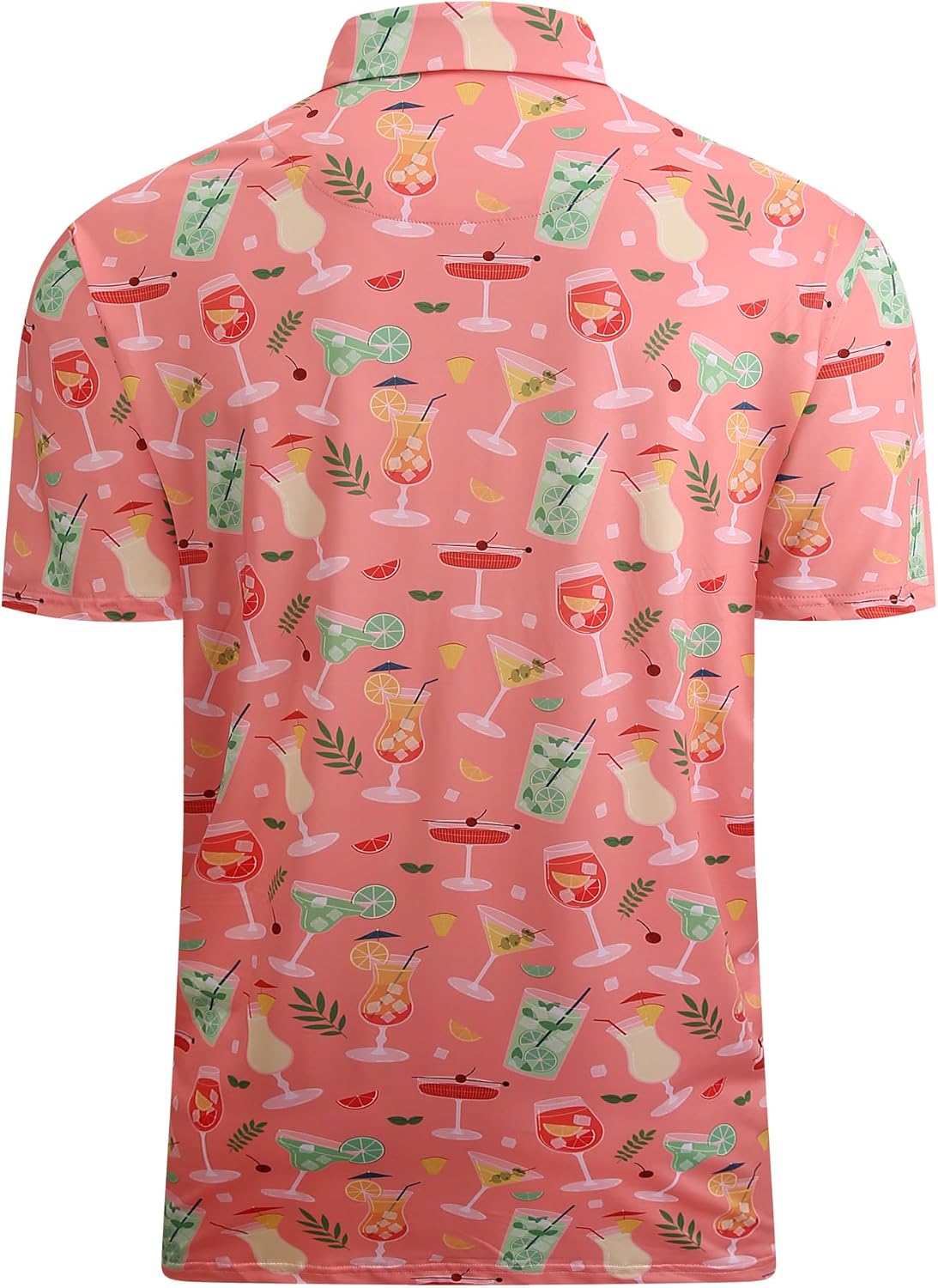 Alex Vando Mens Hawaiian Golf Shirt Moisture Wicking Digital Print Golf Shirts for Men