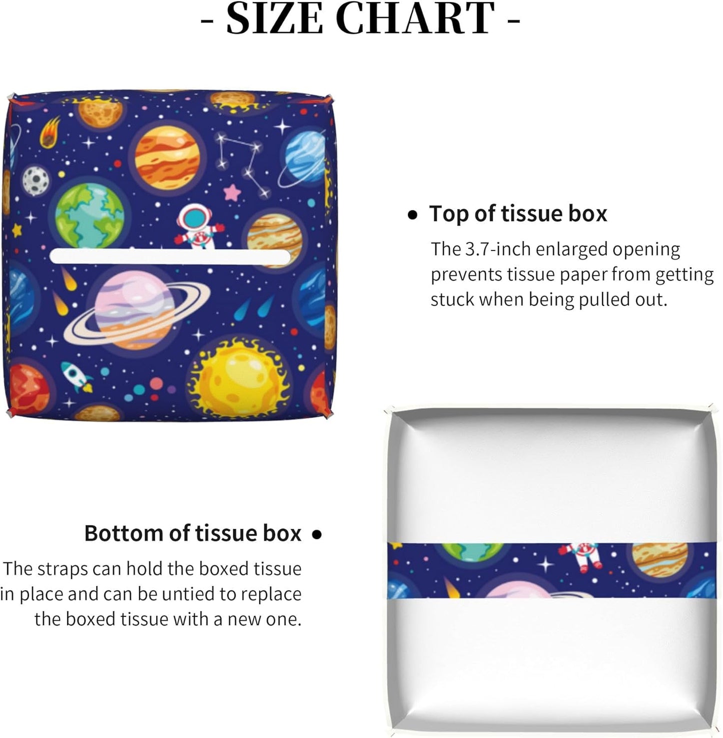 Leather Tissue Box Holder Solar System Universe Planet Tissue Box Cover Square Waterproof Tissue Holder Organizer Modern Napkin Holder for Bedroom Dresser Night Stand Office Desk