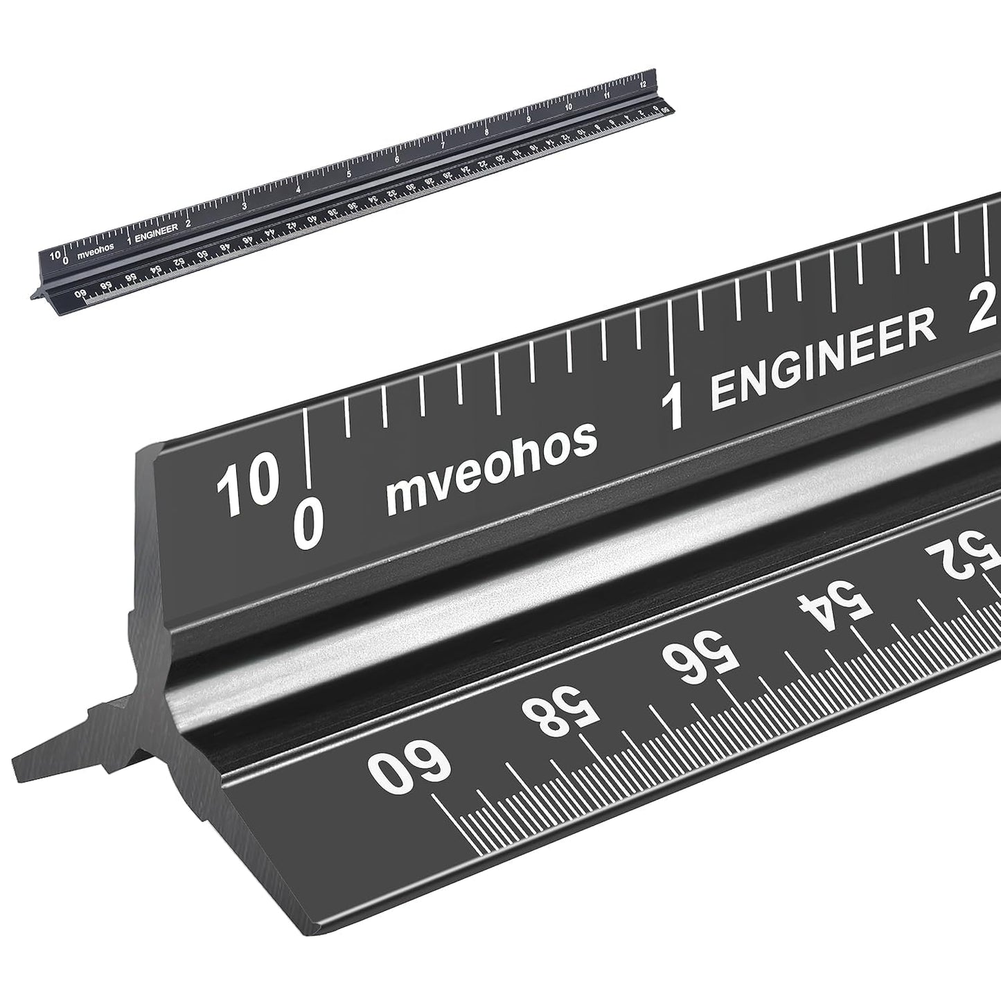 Engineer Scale Ruler, Imperial Measurements 12'', Laser-Etched Aluminum Architect Triangular Ruler Black for Architects, Students, Draftsman, and Engineers