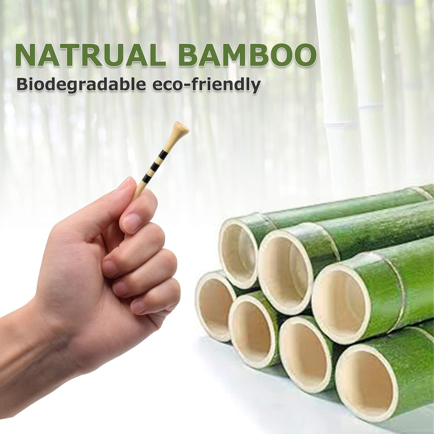 SAPLIZE Bamboo Golf Tees Pack of 100 or 150, Four Size Options (3-1/4", 2-3/4", 2-1/8", 1-1/2"), Stable and Reliable Golf Tees, Available in Natural Color