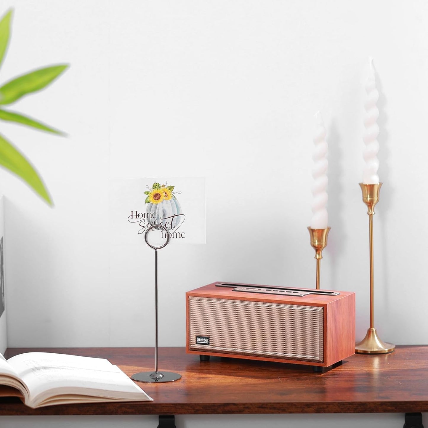 Urban Deco 16 Pieces Table Card Holder 8 inches Table Number Holders Place Steel Card Holders for Photos, Food Signs, Memo Notes, Weddings, Restaurants, Birthdays (Black)