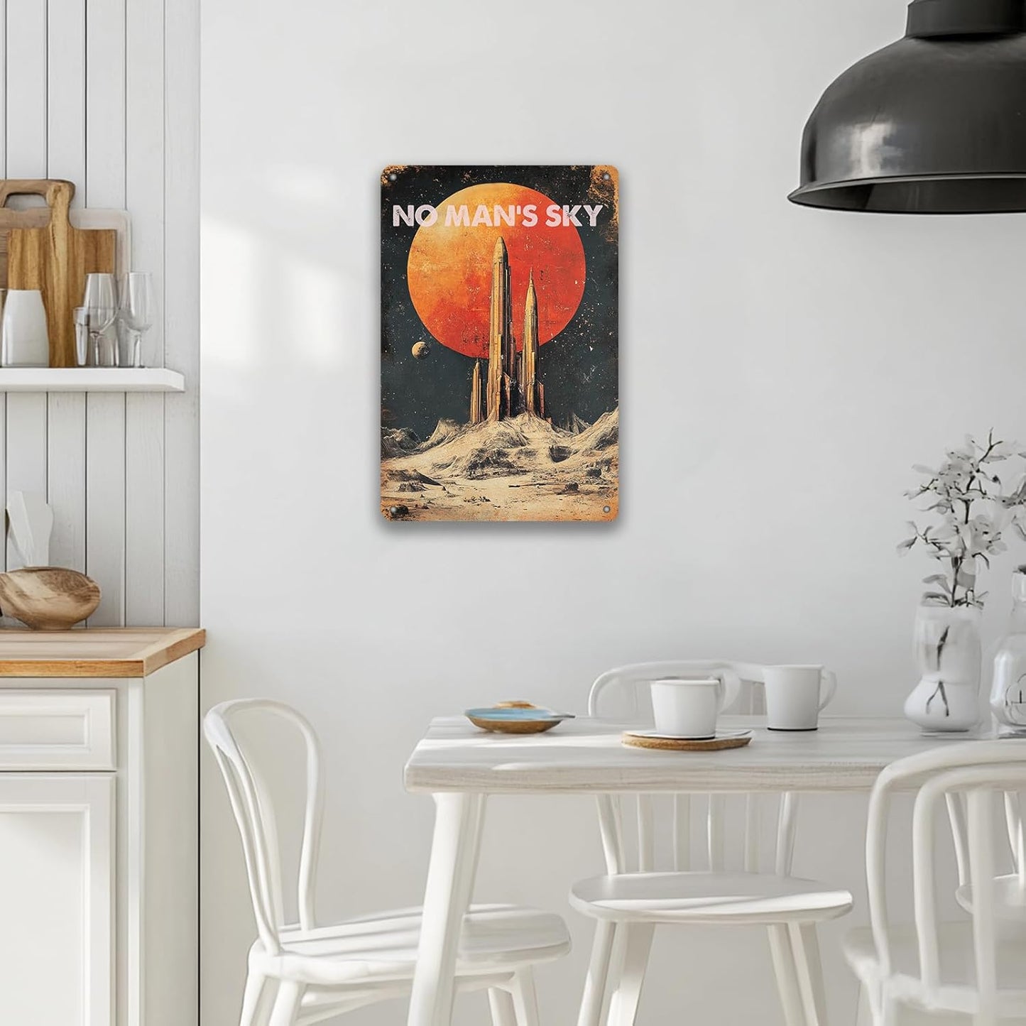 Vintage Wall Decor Metal Tin Plaque No Mans Sky Decoration Public Sign Poster Iron Painting Wall Decor Poster Wall Art Nostalgic Tin Sign for Home Cofe Kitchen Pub Bar 8x12 Inch