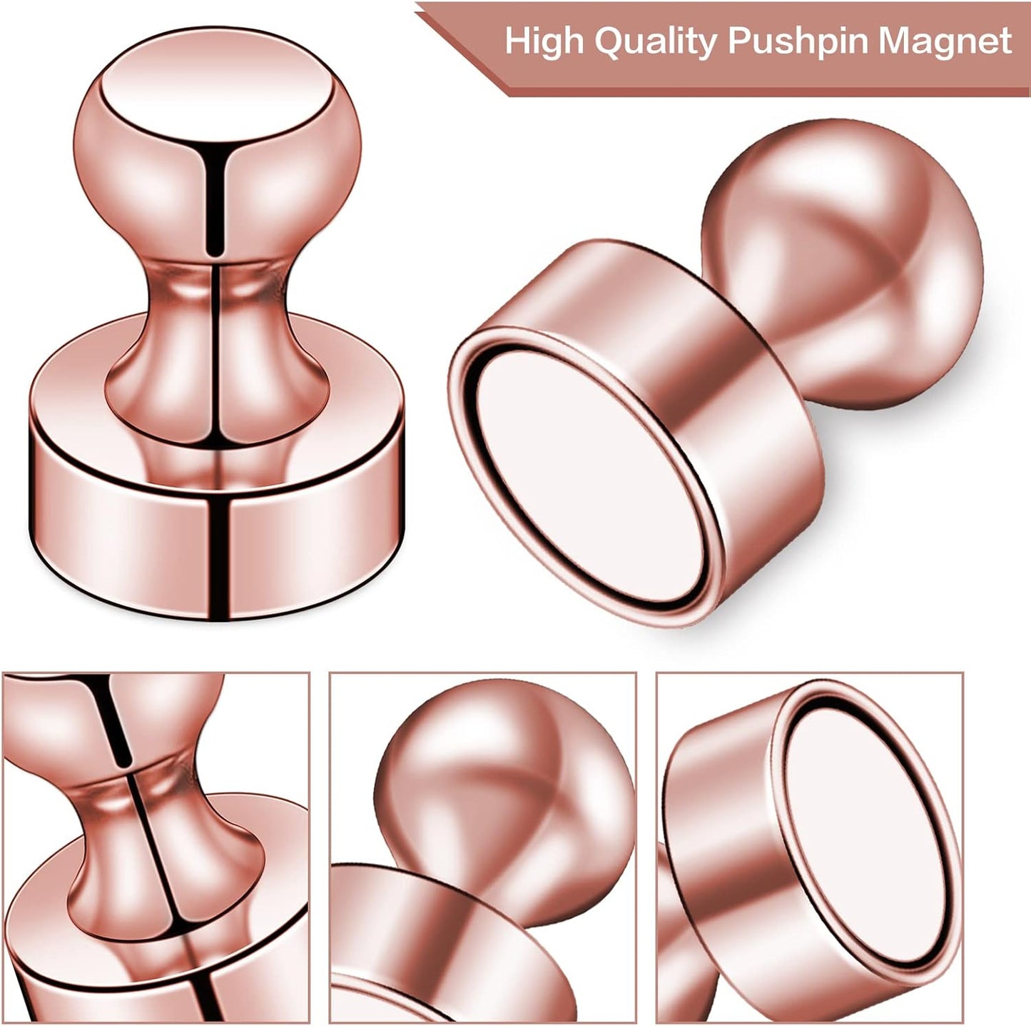 LOVIMAG Fridge Magnets 20Pcs Refrigerator Whiteboard Small Strong Magnet Classroom Kitchen Accessories Decorative Locker Set Decor Must Haves Office Calendar Refrigerador Magnetic Cute Rose Gold