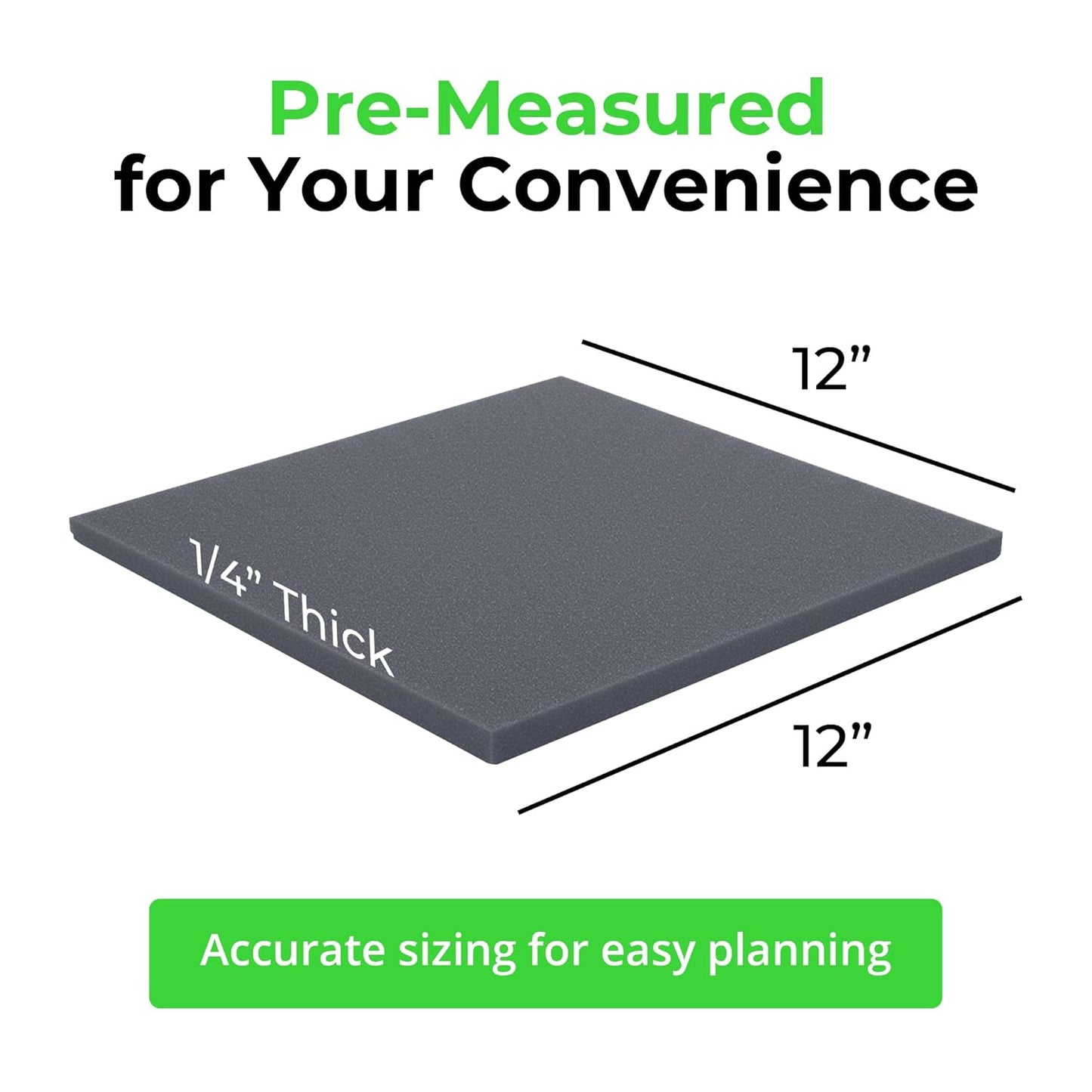 XCEL Set of 4 Gray Multi-Purpose Anti-Vibration Pads with Self Adhesive – Protection for Furniture & Appliances – Closed Cell Foam Rubber Pad, 12” x 12” x ¼”