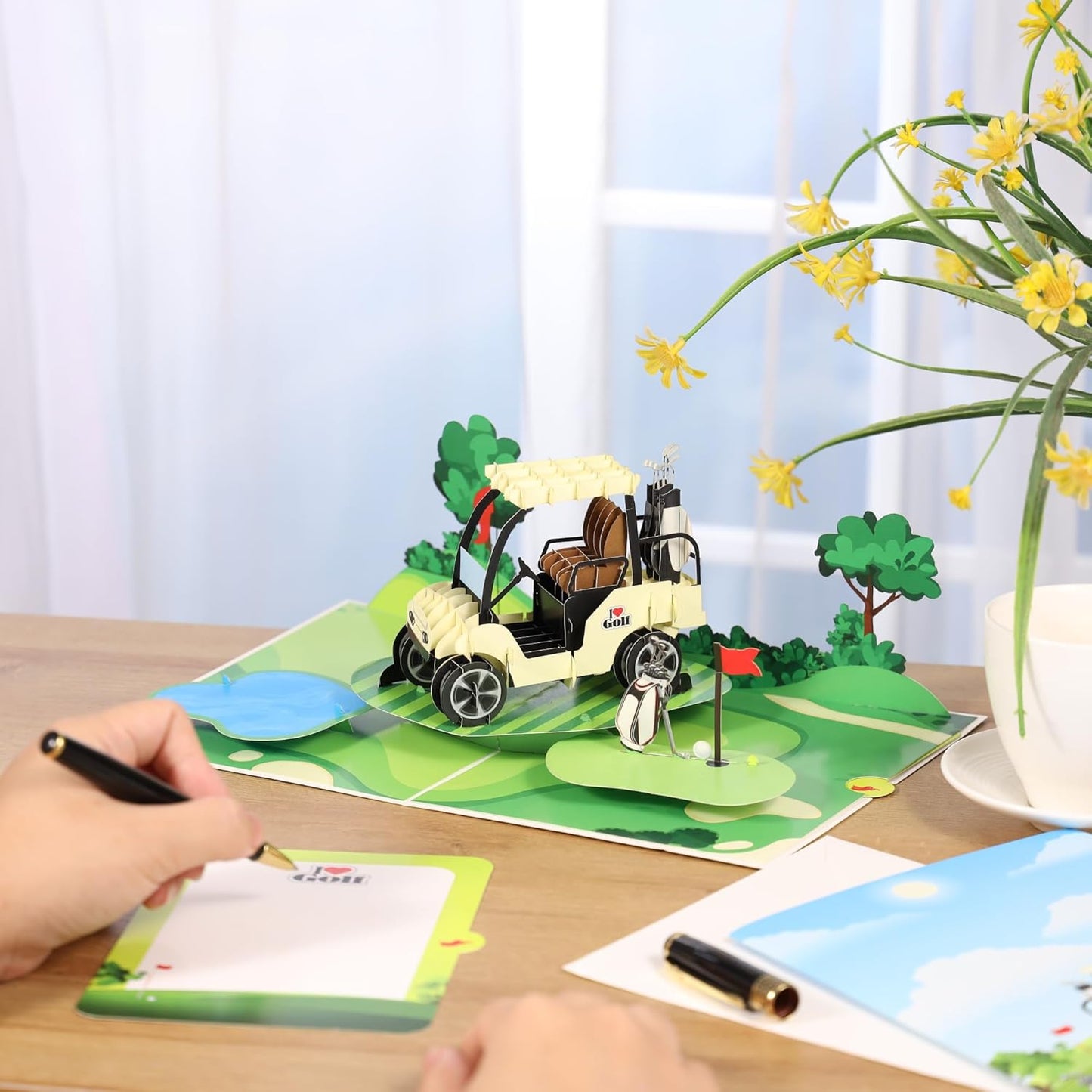 Pop Up Birthday Card for Men, 3D Golf Fathers Day Card for Dad, Golfers, Husband, Grandpa, Pap, Him, Son; All-Occasion Father’s Day, Congratulations, Thank You, Retirement for Boss, Coworker, 6x8 in