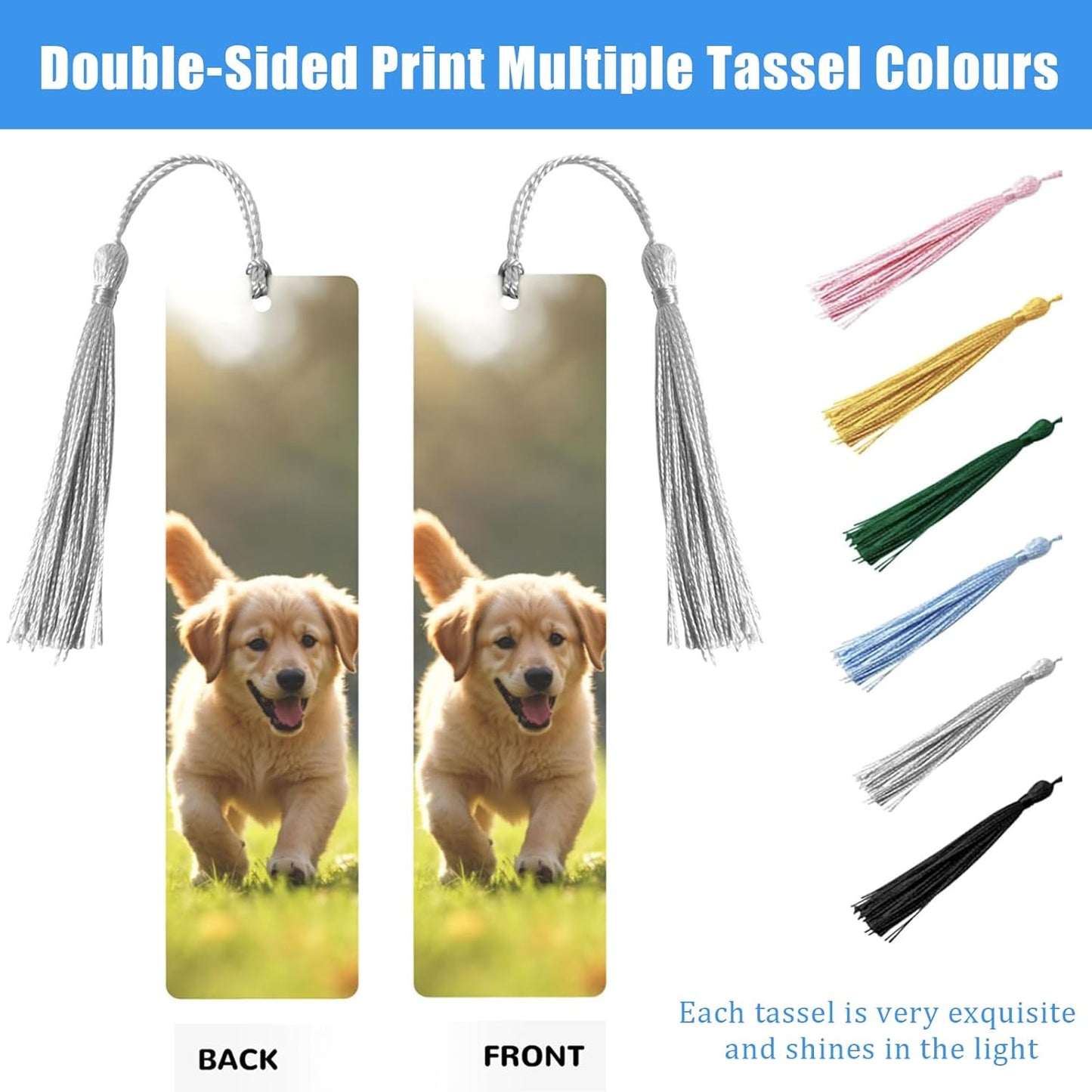 Custom Bookmark, Personalized Wood Bookmarks Tassel with Photo, Customized Double-Sided Bookmark for Women Men Book Lover Christmas Valentine's Day