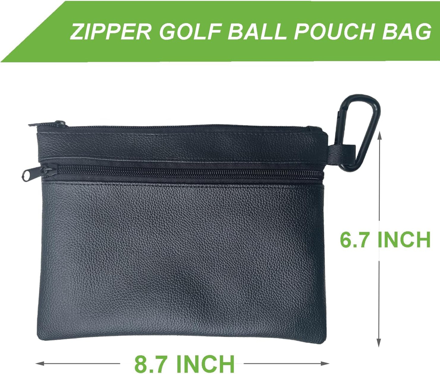 Golf Ball Pouch Tee Holder Belt Waist Bag Leather Golf Ball Bag Pouch Zippered Golf Pouch Golf Accessory Pouch