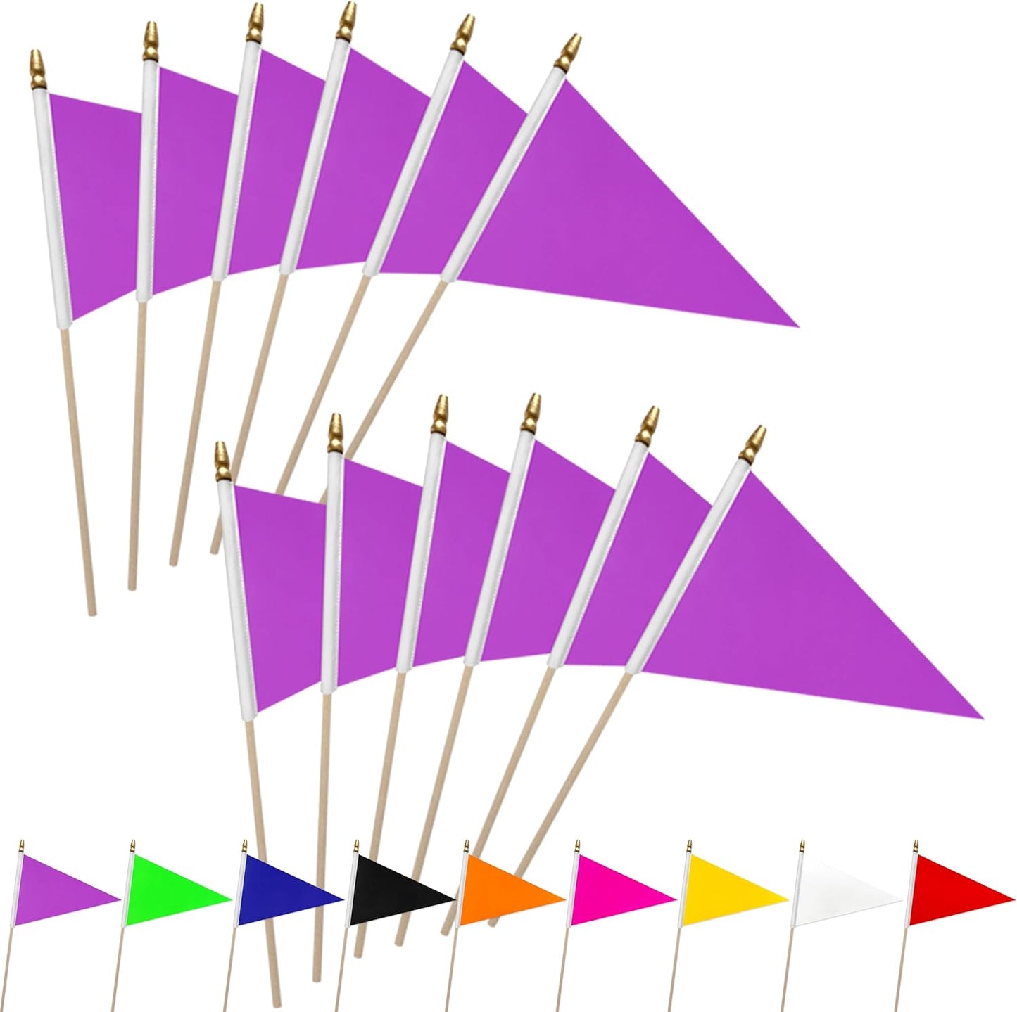 20 Pack Solid Color Purple Blank Pennant Flags on Wood Stick Small Mini Plain DIY Graffiti Flags,Decorations for Parades,Grand Opening,Kids Birthday,Sports Clubs,5x8 Inch