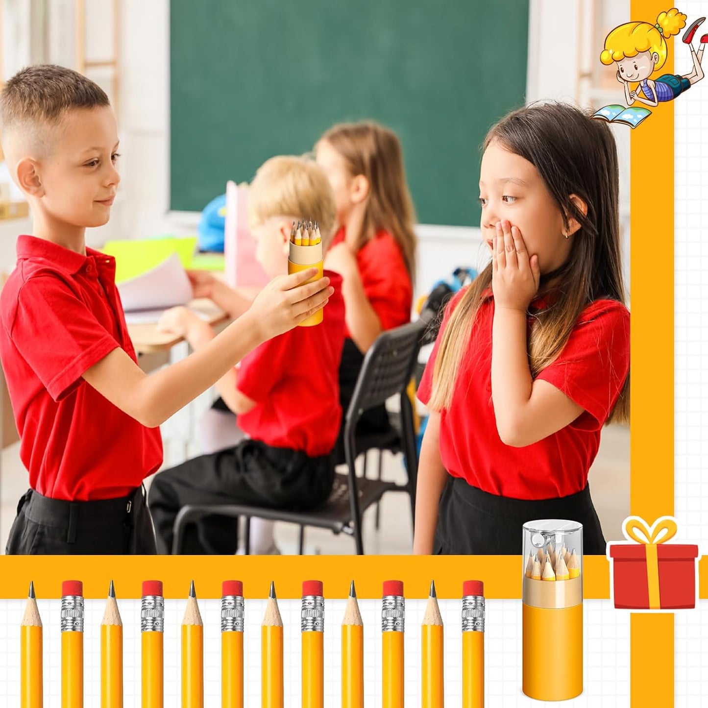 12 Pack Mini Golf Pencils Bulk with Eraser Sharpener 144 Pcs 2hb Pre-sharpened Yellow Half Pencils Short Pencil Gift for Kids Operation Christmas Items Classroom Party Favor Supplies Golf