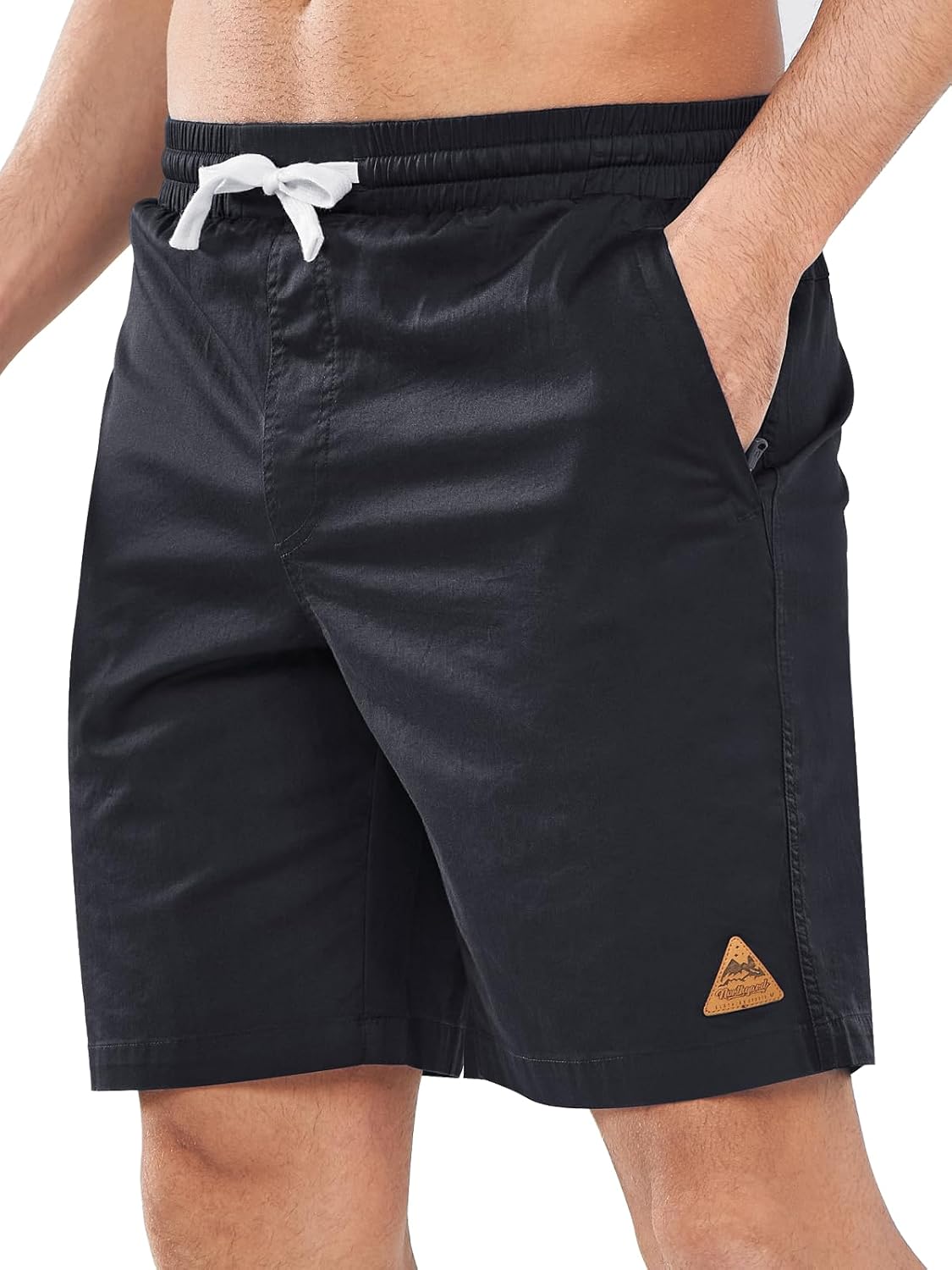 NORTHYARD Mens Casual Shorts-Cotton 9" Golf Hiking Drawstring Elastic Waist Work Shorts with Zipper Pockets
