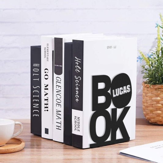 Personalized Name Metal Book Ends 2 Pcs, Unique Bookends for Shelves Room Decorative, Heavy Duty Metal Bookends, Non-Slip Book Stopper, Book Shelf Holder for Home Office Study Room, Book Lovers Gifts