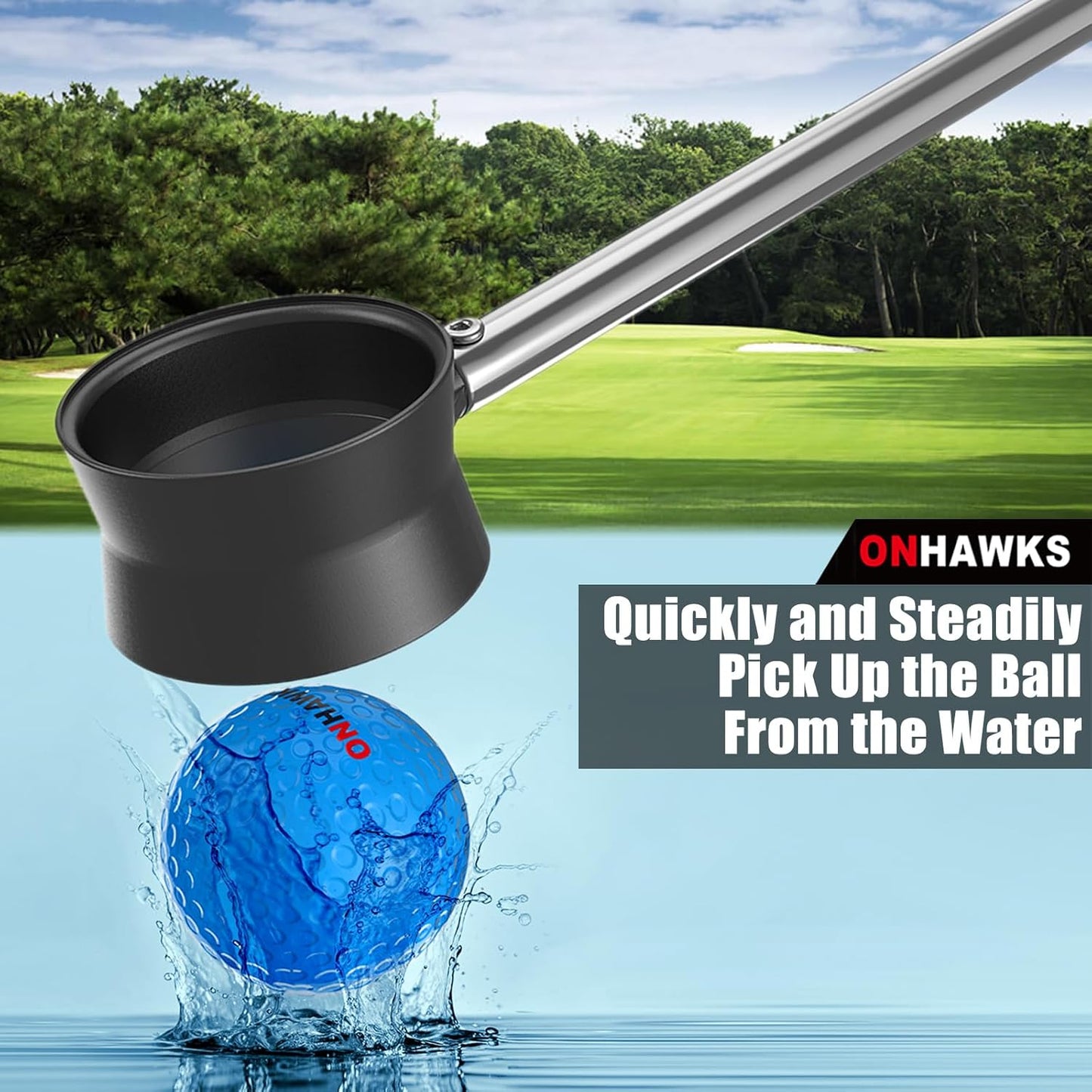 Golf Ball Retriever for Water,Telescopic 12Ft/9Ft Stainless Steel Shaft Two-Sided Easy Pick Up Balls,Unbreakable Head Retriever Tool Golf Accessories Golf Gift for Men