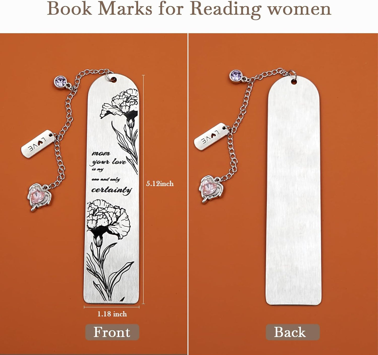 Metal Bookmark Gifts for Women Men,Book Marks for Reading,Bible Bookmarks,Friends Teacher Birthday Valentines Mothers Fathers Day Christmas Book Lovers Gift (06-Mom's Gift)