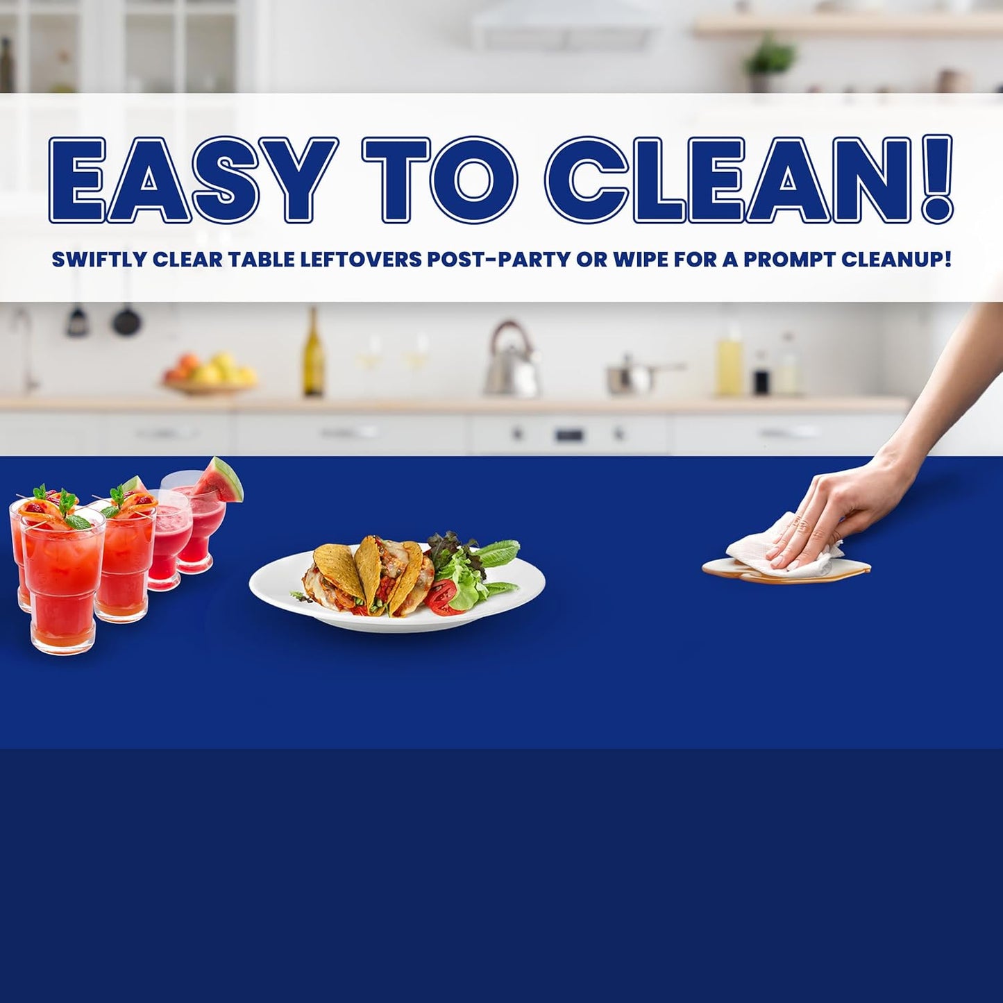 Grandipity 12 Pack Premium Disposable Plastic Tablecloth 54 Inch. x 108 Inch. Decorative Rectangle Table Cover - Blue