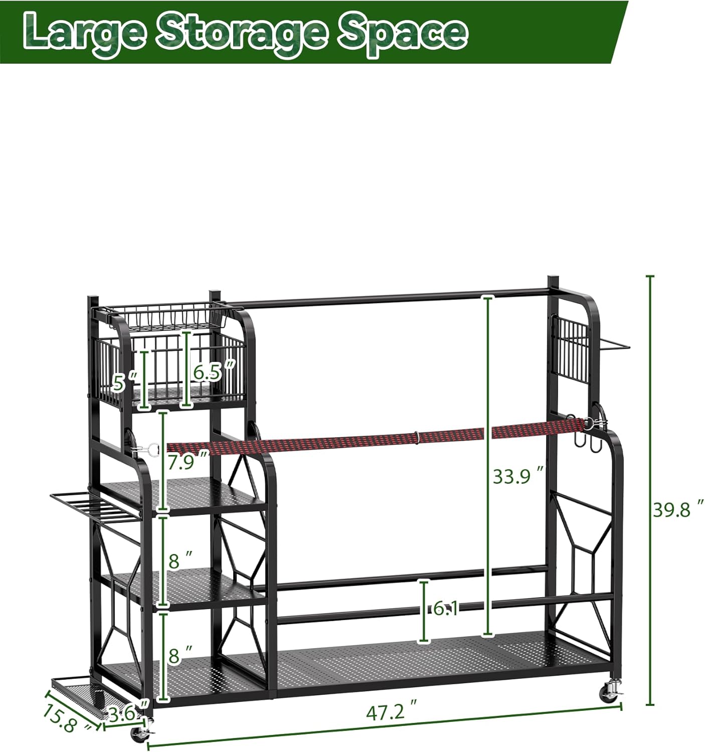 Golf Bag Organizer for 3 Golf Bags, Golf Bag Storage Rack For Garage, Golf Accessories For Men, Extra Large Size Golf Bag Storage Stand Golf Club Holder and Golf Gear Rack, Golf Gifts for Men