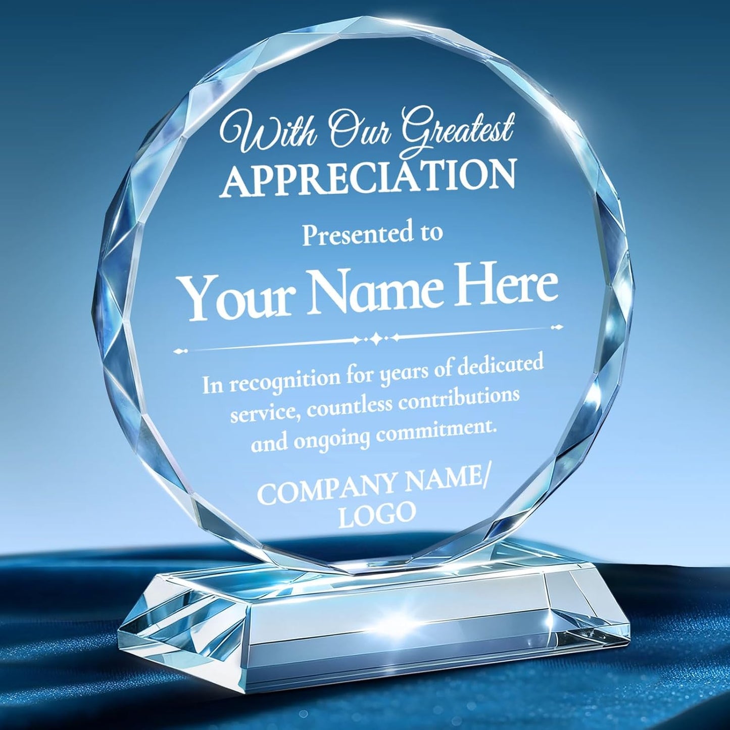 Custom Trophy Award, Plaques Personalized Engraved with Logo, Crystal Awards and Trophies for Corporate, Employee Recognition, Retirement, Sports - Coworker Employee Appreciation Gifts